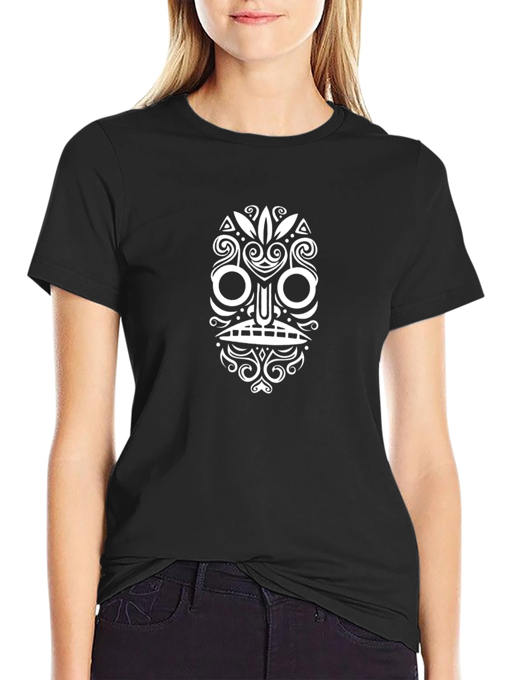 Tribal Mask Graphic Black T-Shirt
