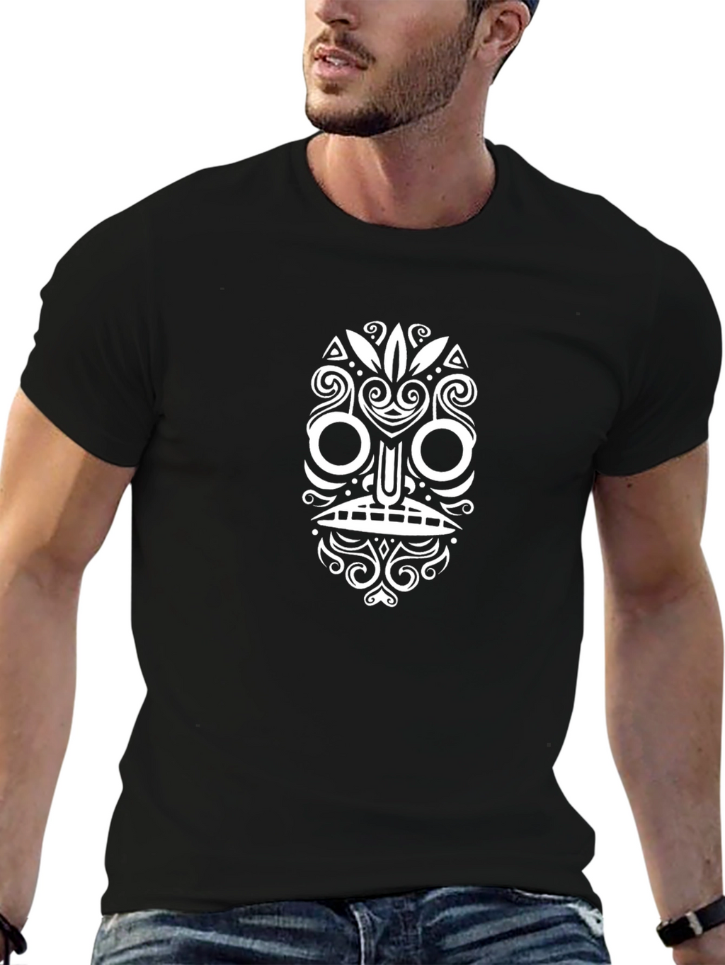 Tribal Mask Graphic Black T-Shirt
