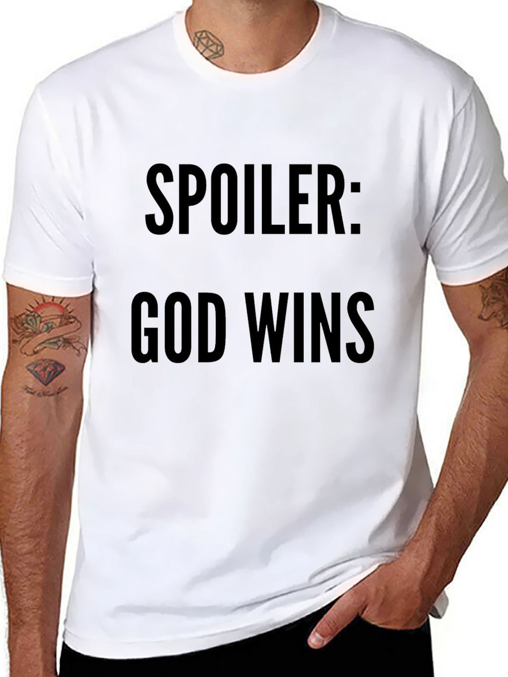 Spoiler God Wins T-Shirt - Religious Christian Tee
