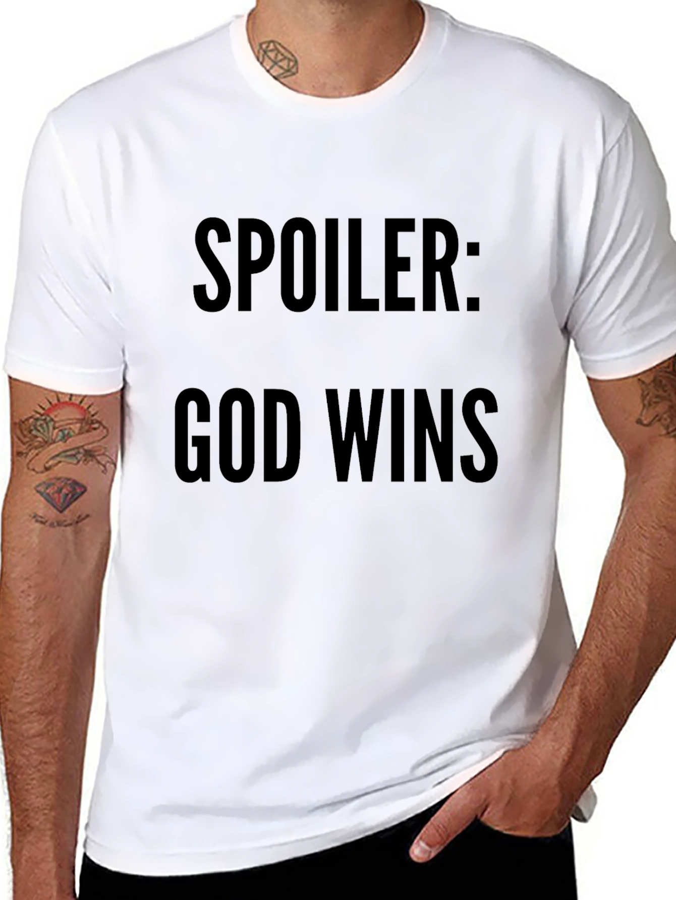 Spoiler God Wins T-Shirt - Religious Christian Tee