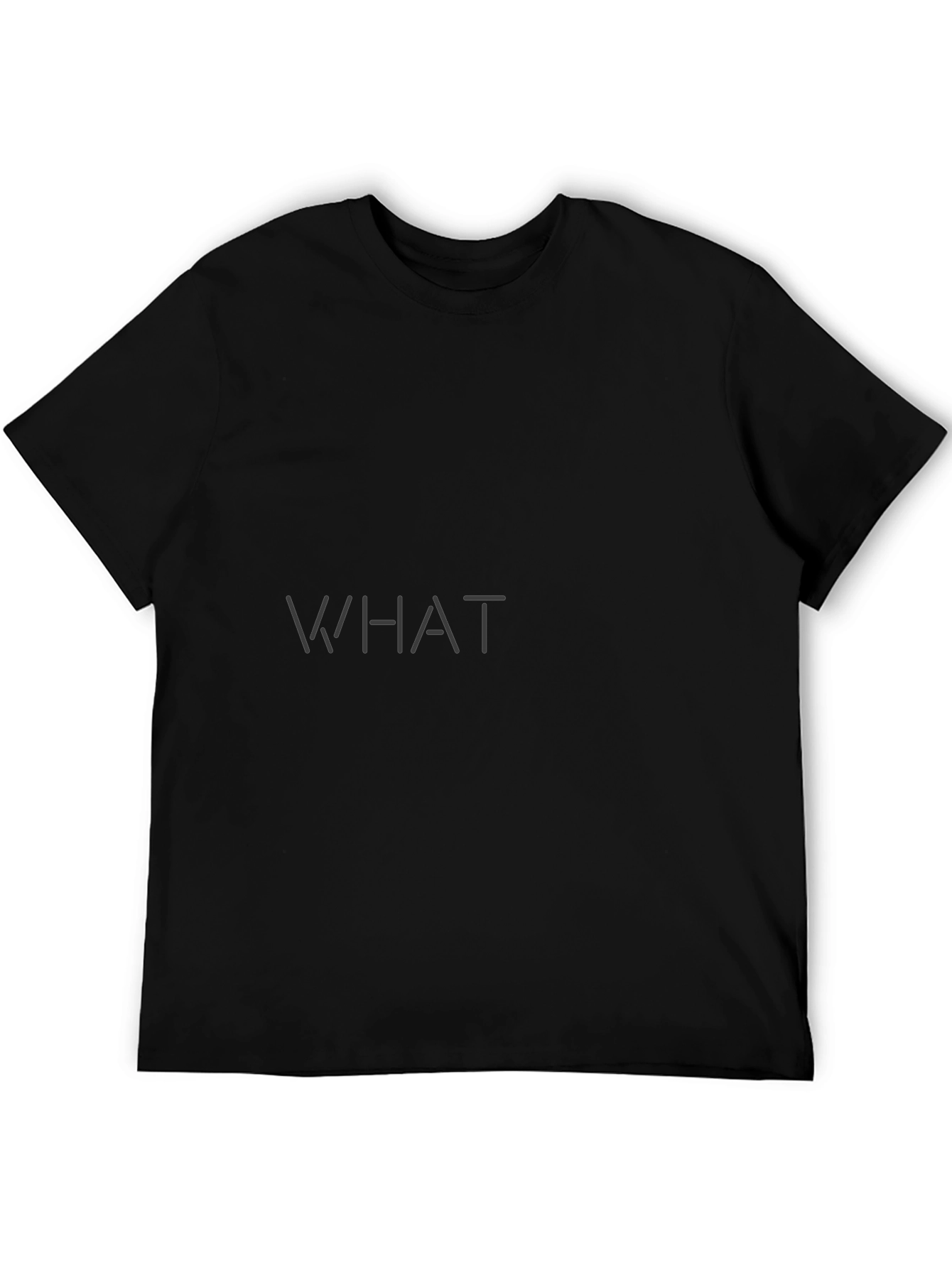 Mens Black WHAT Graphic Tee - Casual Short Sleeve Shirt