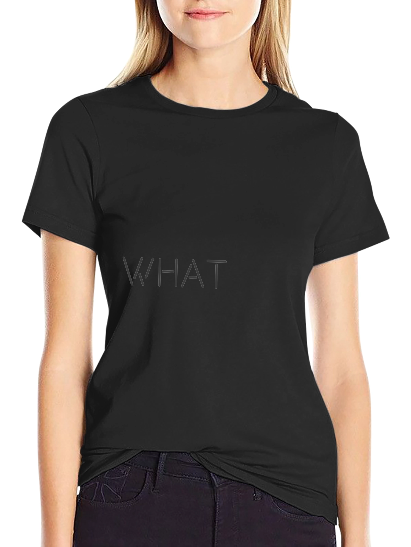 Mens Black WHAT Graphic Tee - Casual Short Sleeve Shirt