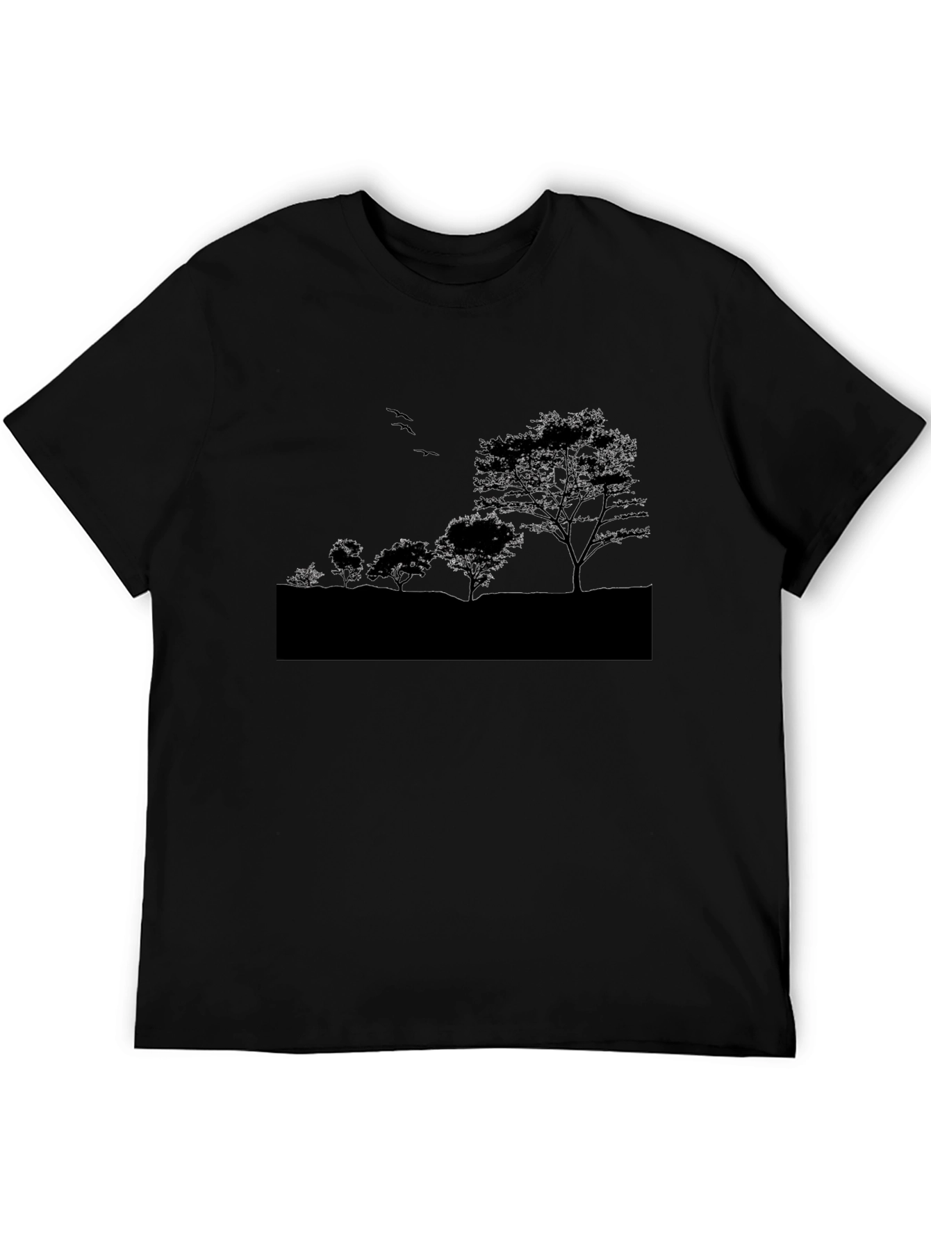 Nature Silhouette Graphic Tee - Black