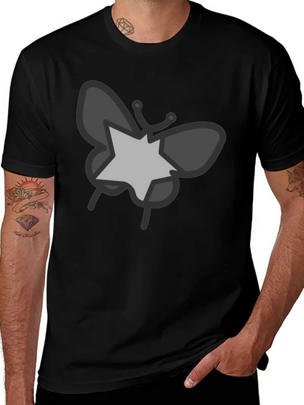 Butterfly Star Graphic Black T-Shirt