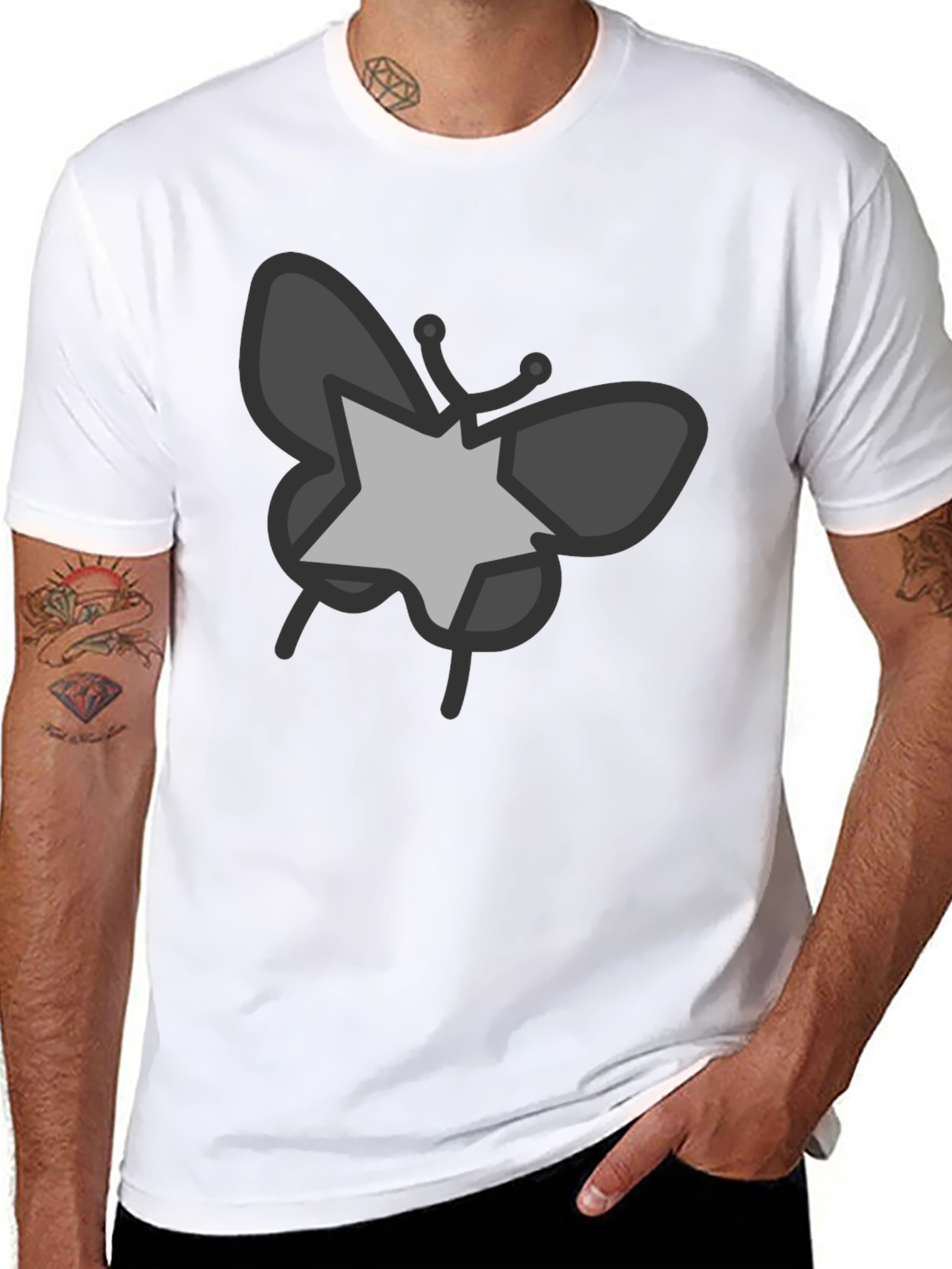 Butterfly Star Graphic Black T-Shirt
