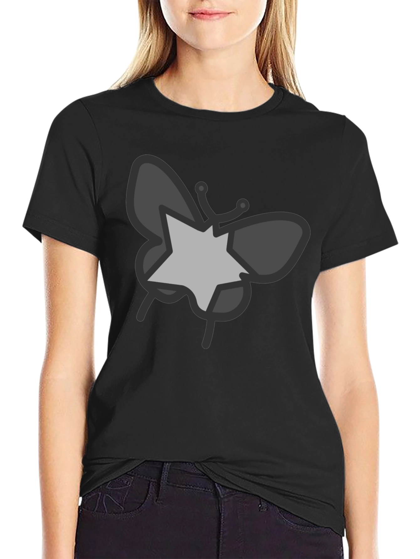 Butterfly Star Graphic Black T-Shirt