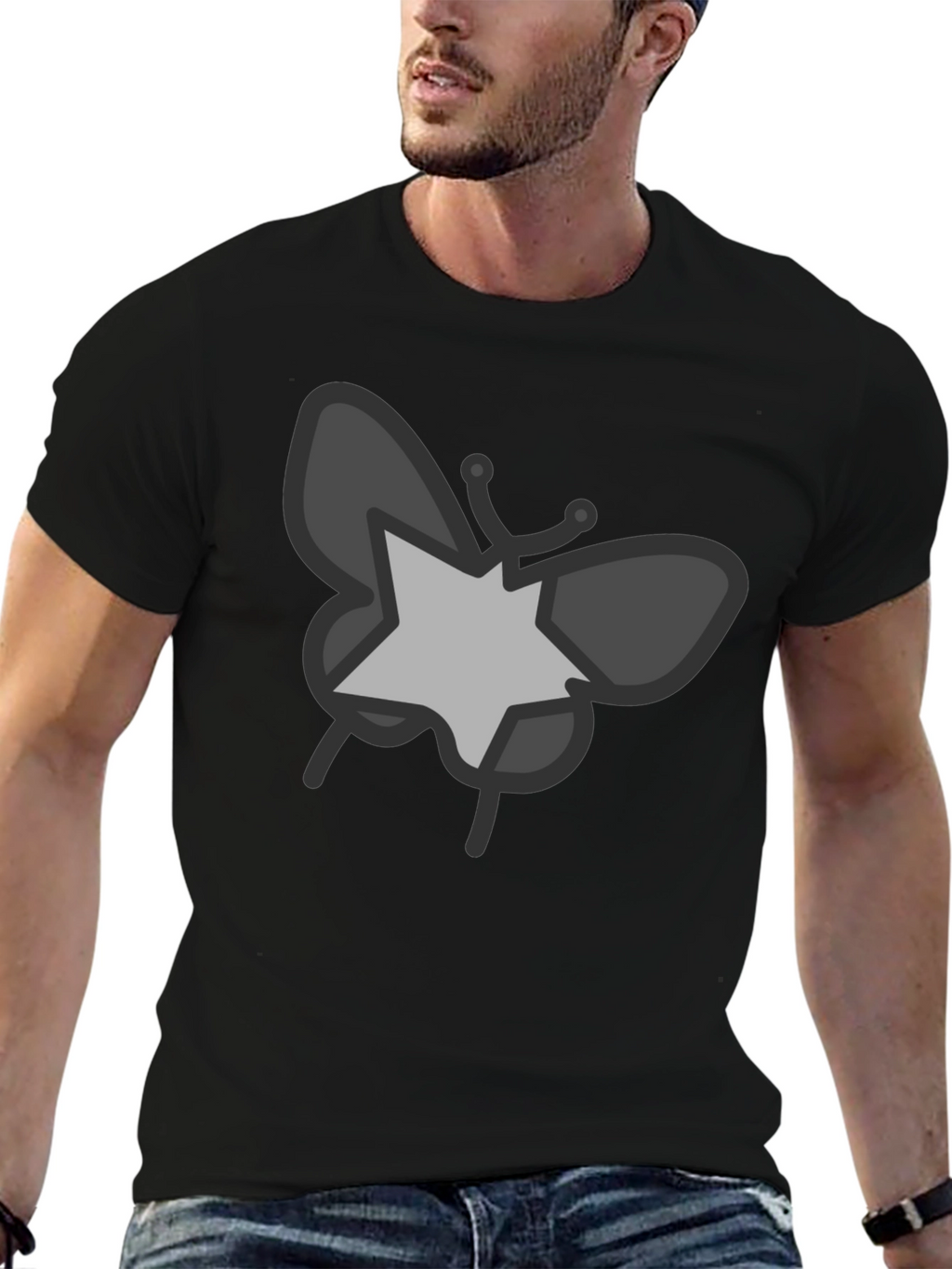 Butterfly Star Graphic Black T-Shirt