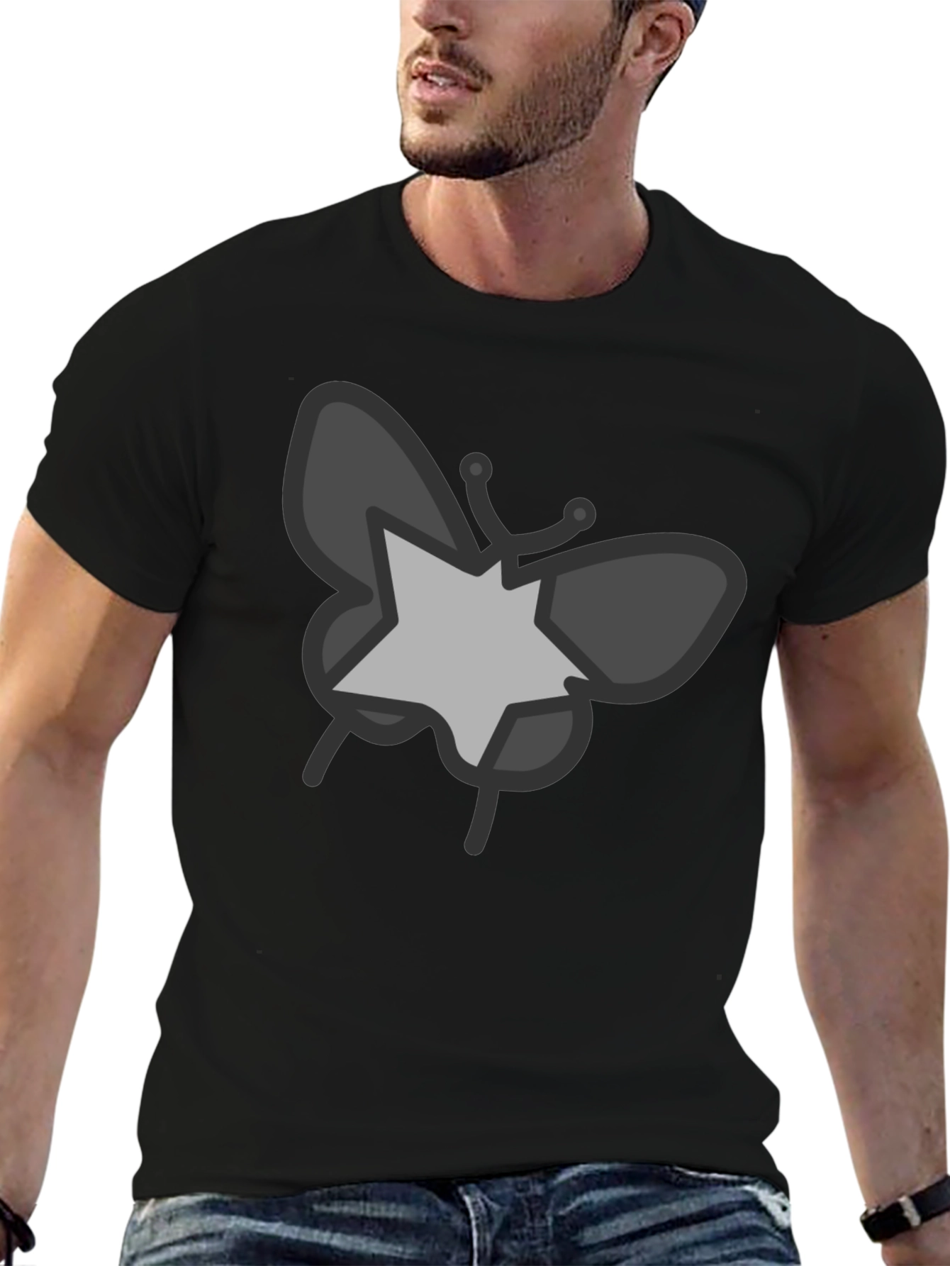 Butterfly Star Graphic Black T-Shirt