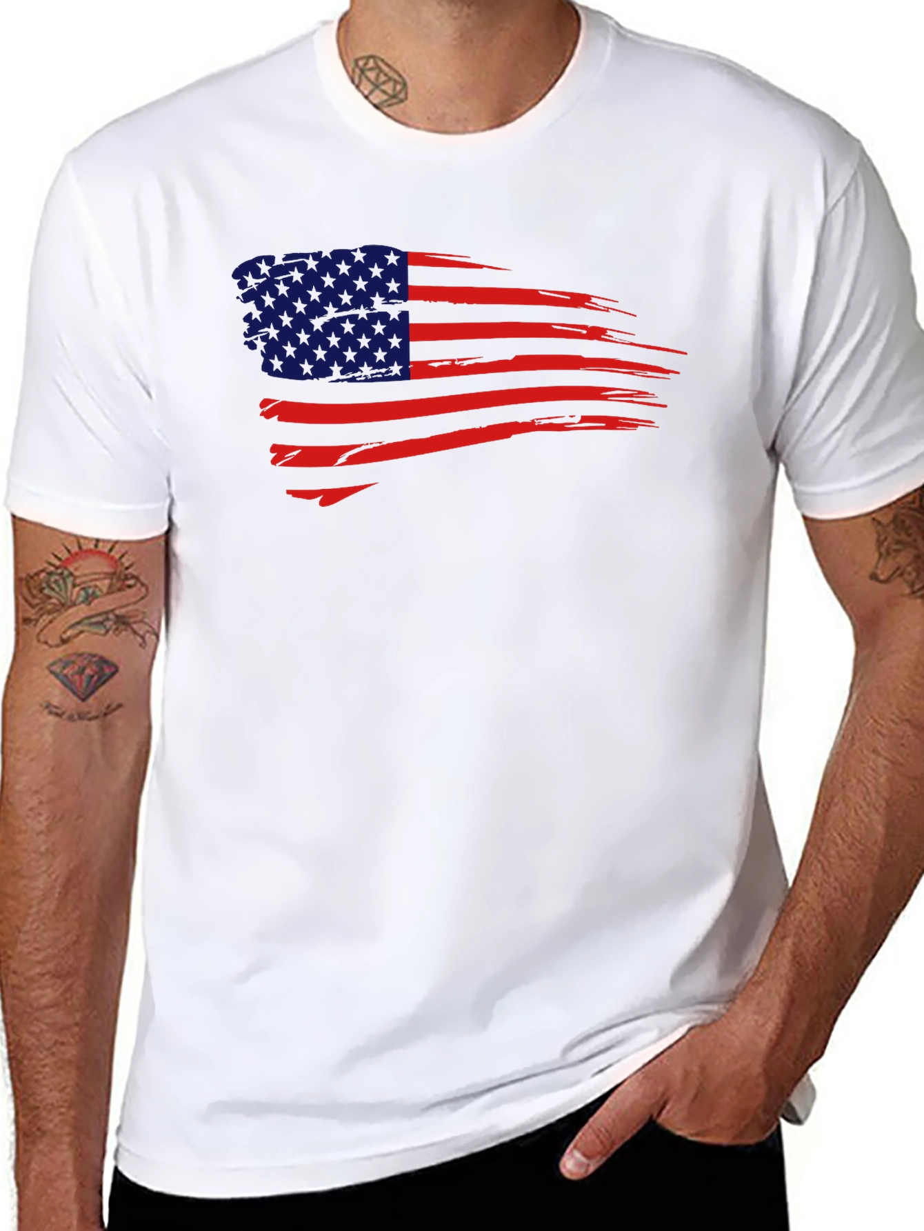 USA Flag Graphic Tee - Patriotic Mens T-Shirt