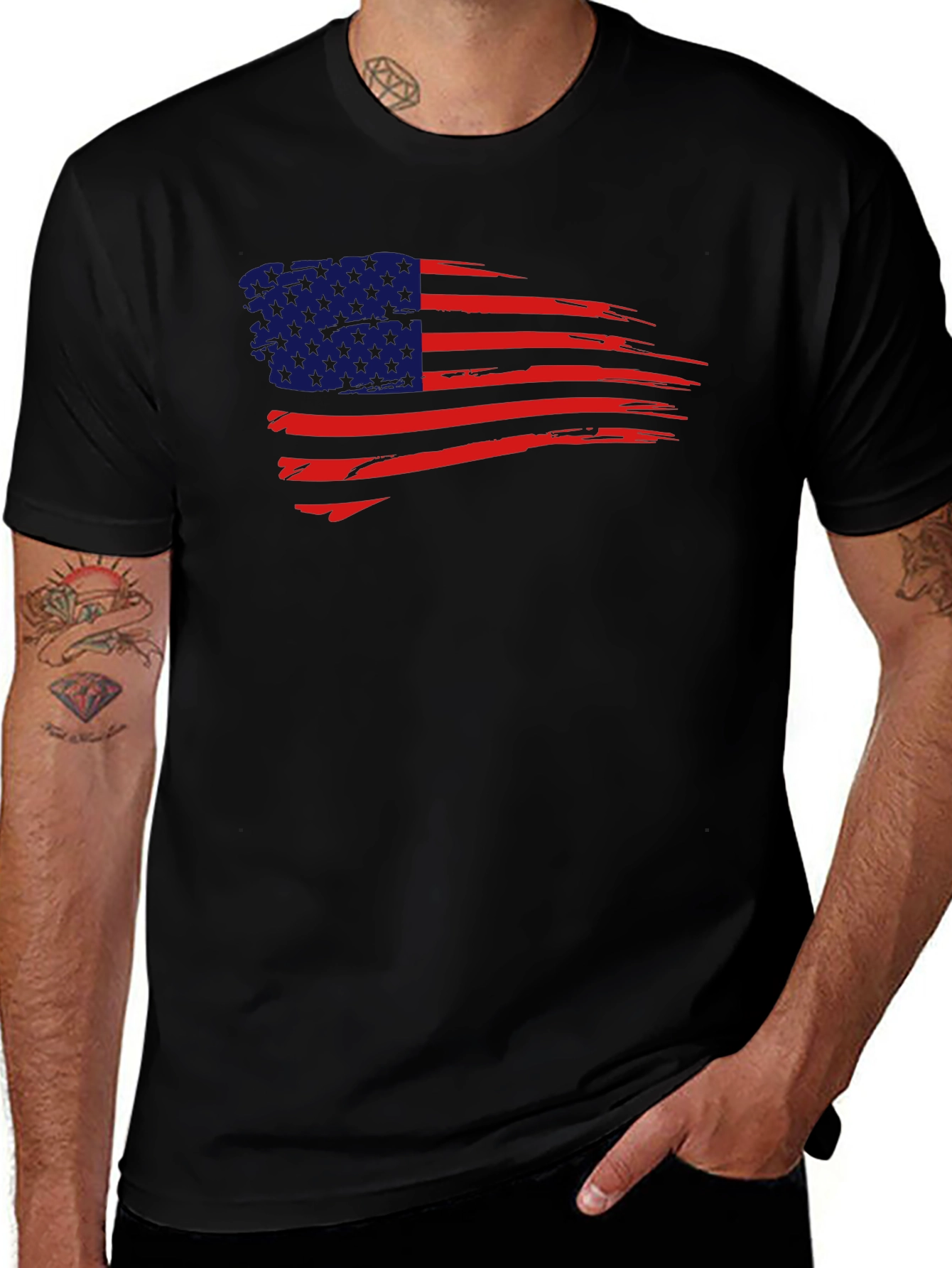 USA Flag Graphic Tee - Patriotic Mens T-Shirt