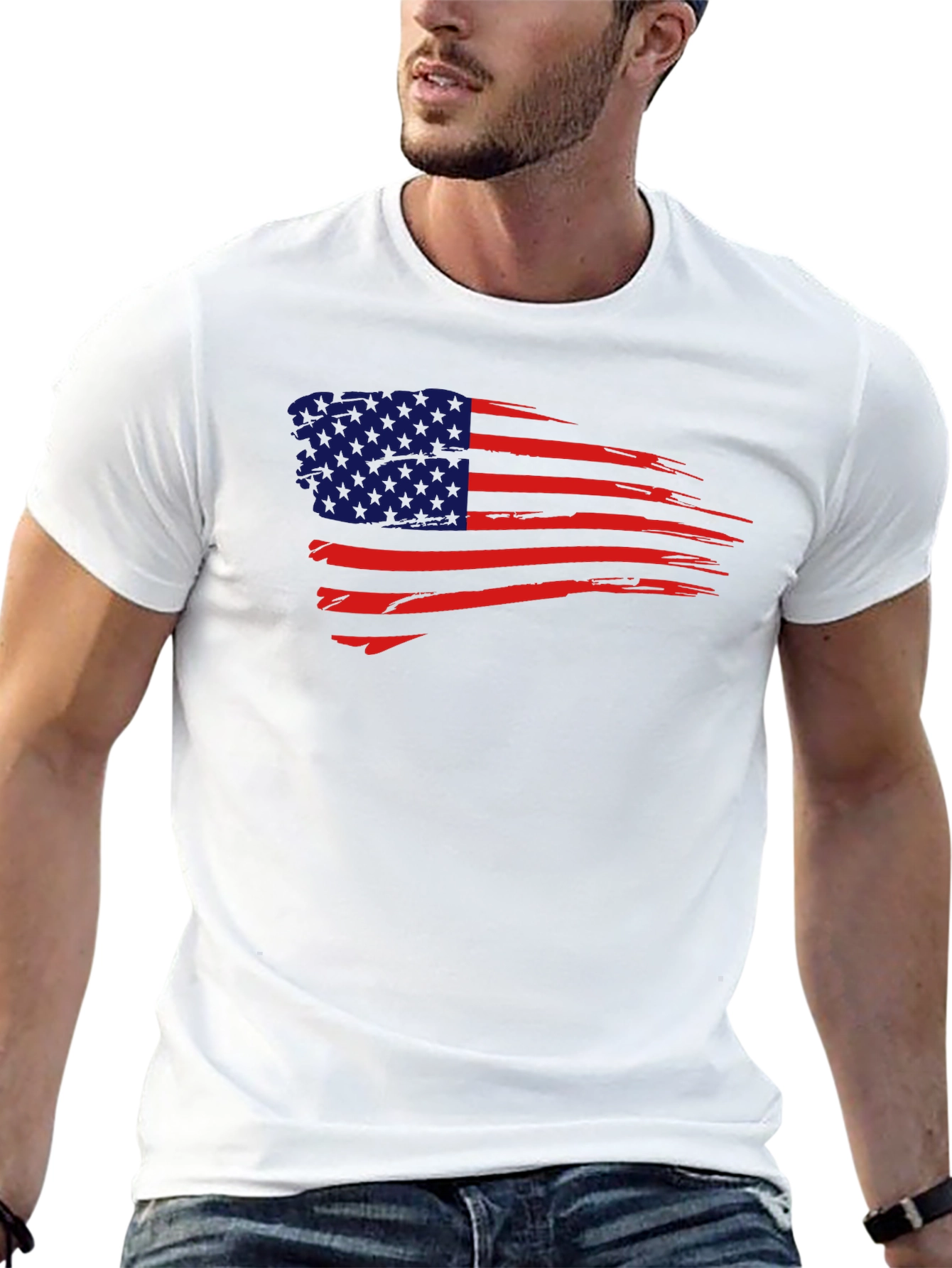 USA Flag Graphic Tee - Patriotic Mens T-Shirt