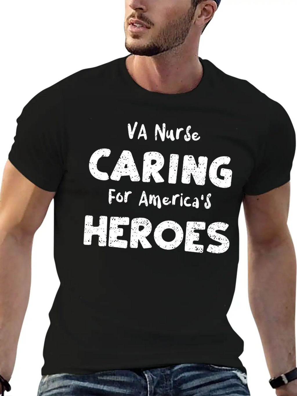 VA Nurse Caring For America's He... Breathable Soft Cotton T-Shirt – Timeless Casual Look