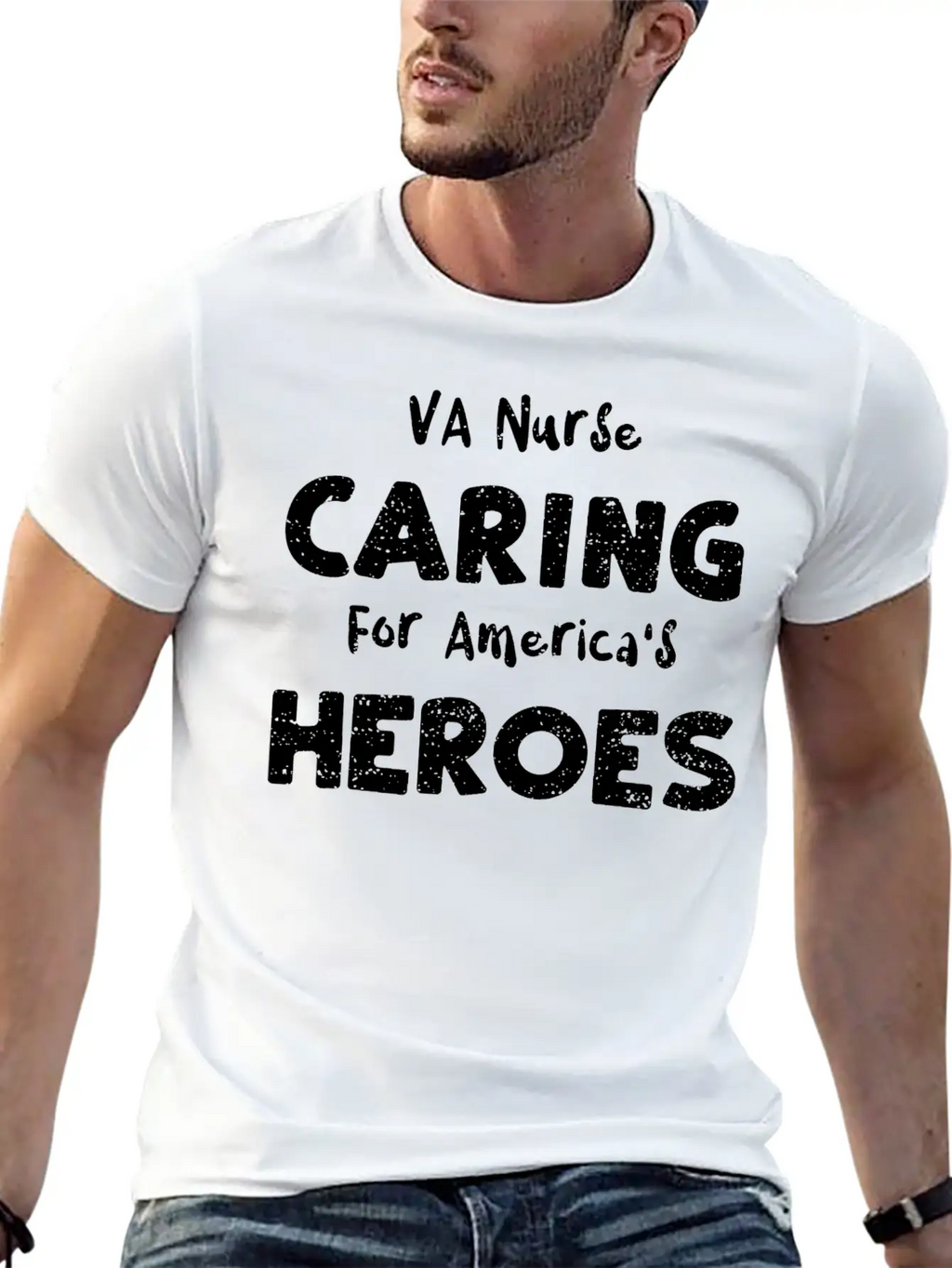 VA Nurse Caring For America's He... Breathable Soft Cotton T-Shirt – Timeless Casual Look