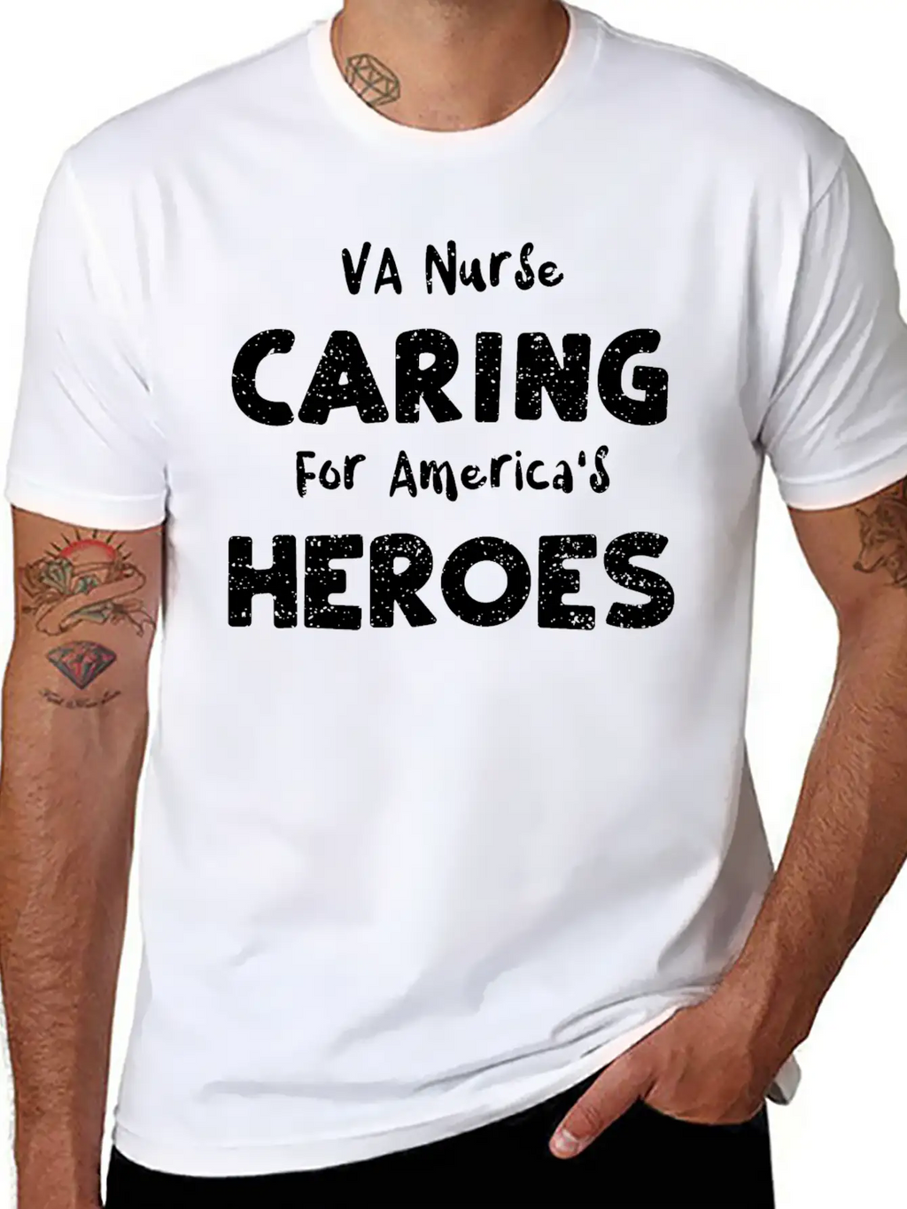 VA Nurse Caring For America's He... Breathable Soft Cotton T-Shirt – Timeless Casual Look