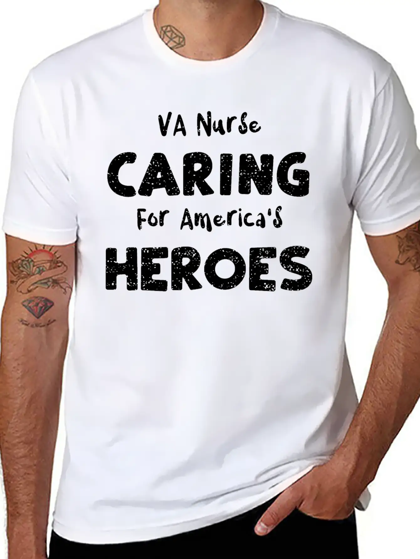 VA Nurse Caring For America's He... Breathable Soft Cotton T-Shirt – Timeless Casual Look