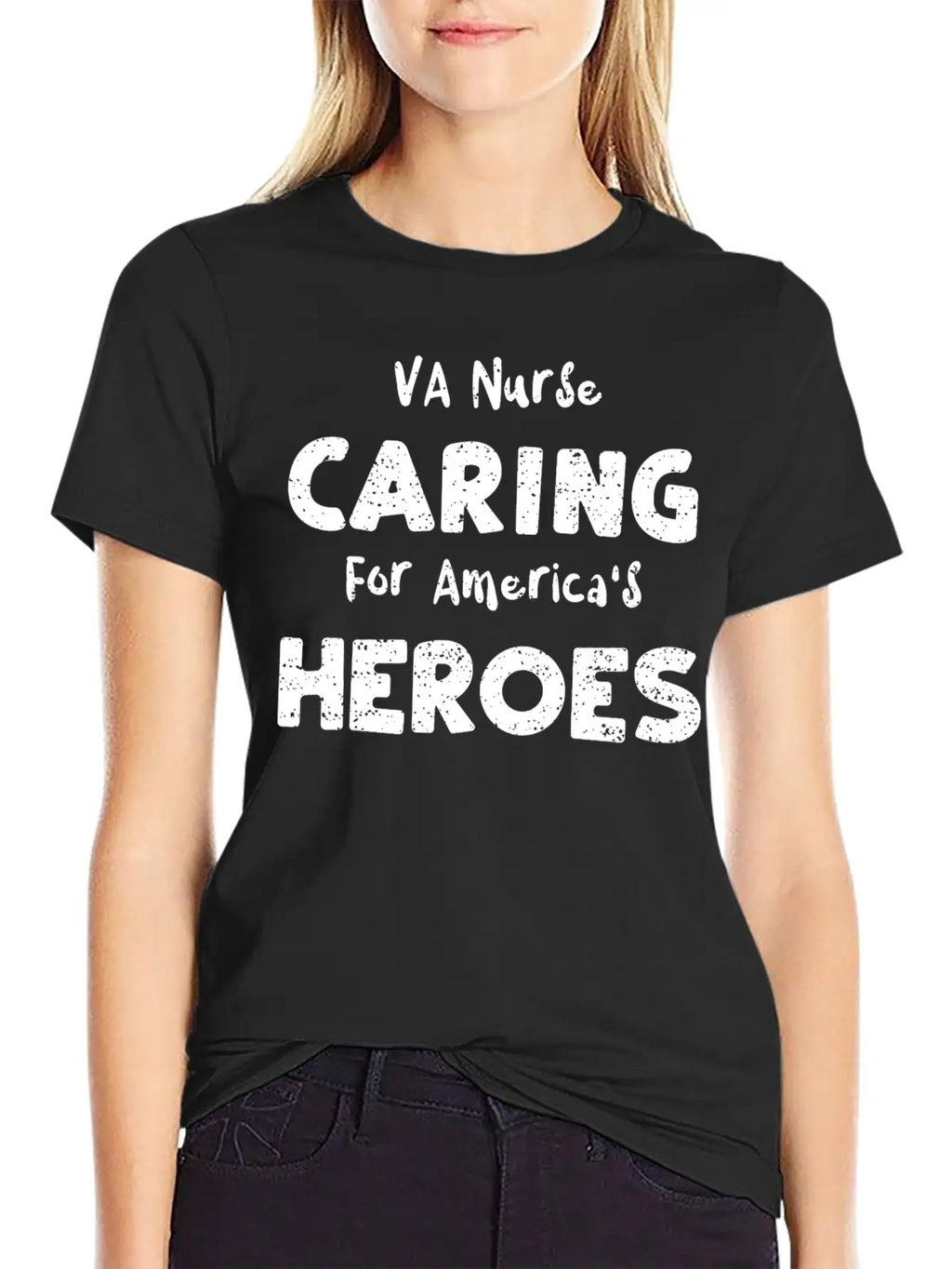 VA Nurse Caring For America's He... Breathable Soft Cotton T-Shirt – Timeless Casual Look