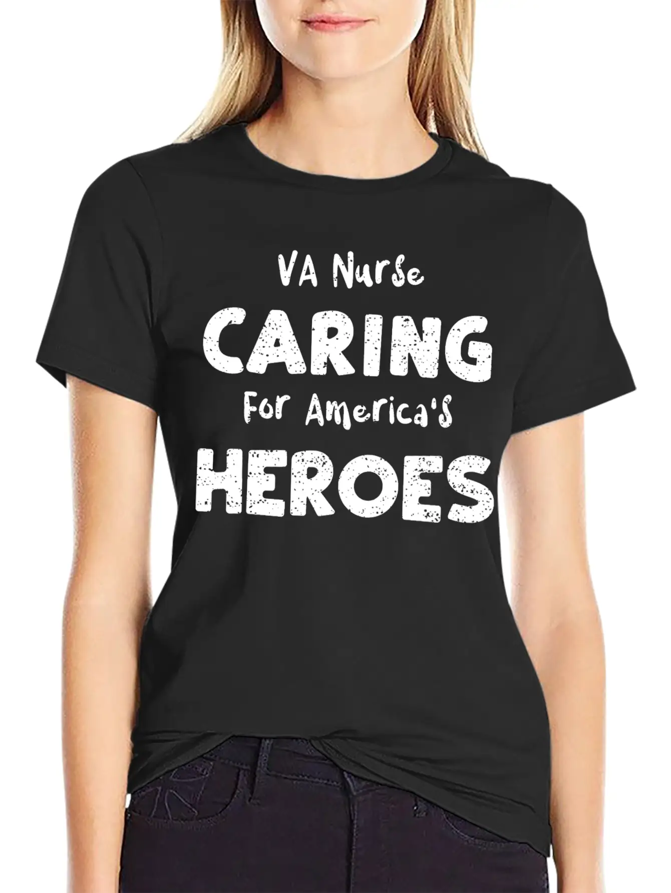 VA Nurse Caring For America's He... Breathable Soft Cotton T-Shirt – Timeless Casual Look