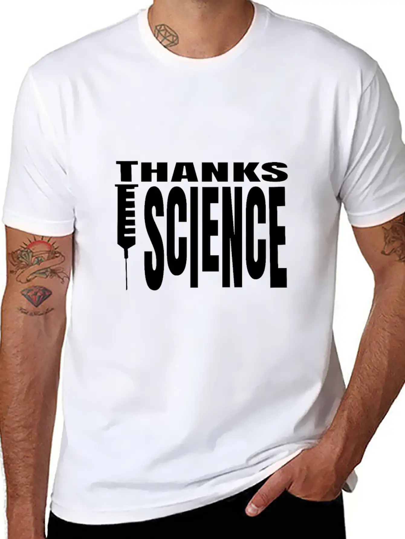Vaccinate Syringes Science Cure Protection Unisex Casual T-Shirt – Clean Design For Daily Comfort