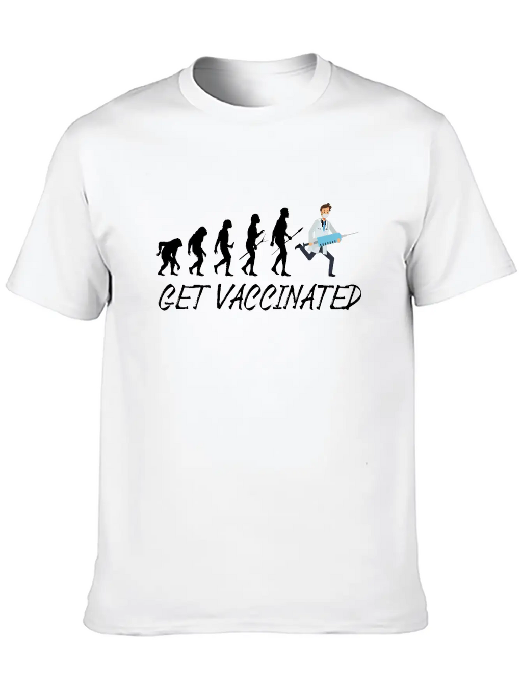 Vaccinated 2021 I Am Vaccinated Evolution Flu Essential Cotton Tee For Daily Outfits – Unisex Style