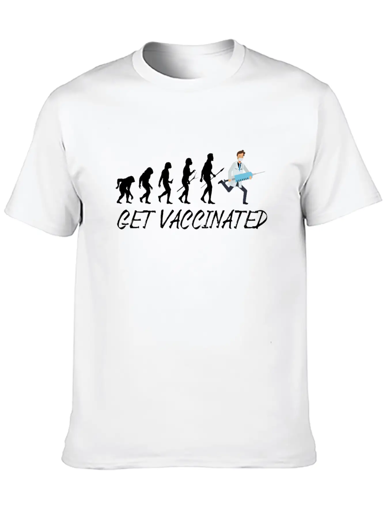 Vaccinated 2021 I Am Vaccinated Evolution Flu Essential Cotton Tee For Daily Outfits – Unisex Style