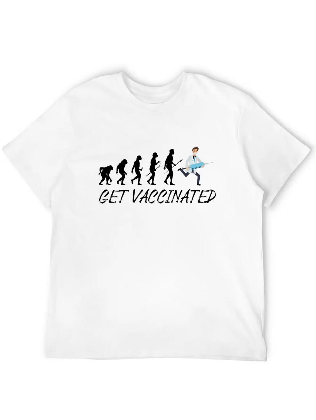 Vaccinated 2021 I Am Vaccinated Evolution Flu Essential Cotton Tee For Daily Outfits – Unisex Style