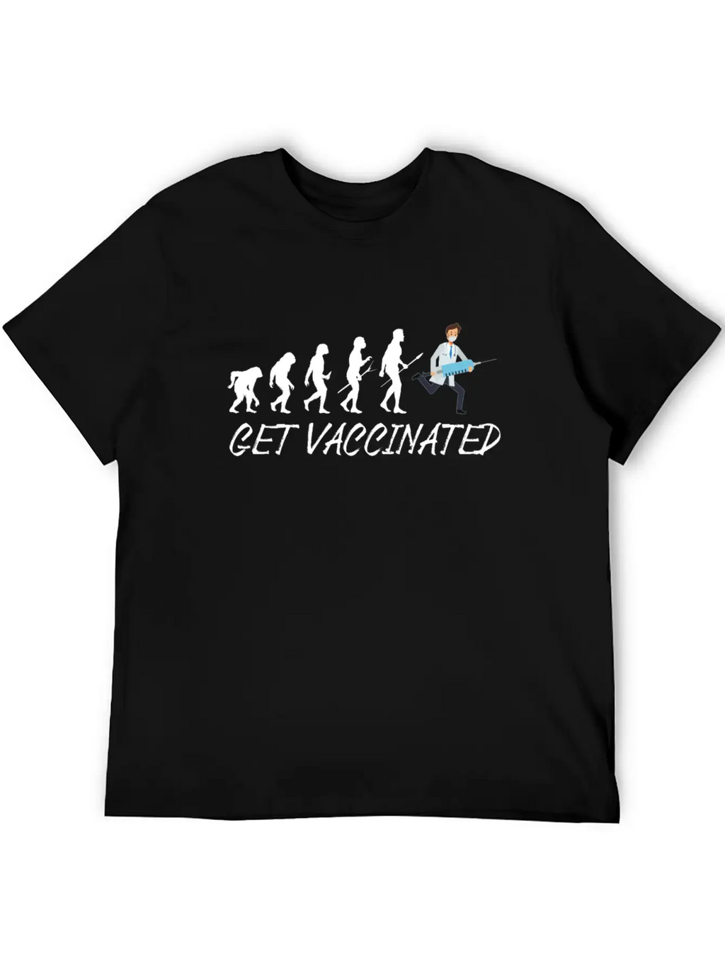 Vaccinated 2021 I Am Vaccinated Evolution Flu Essential Cotton Tee For Daily Outfits – Unisex Style