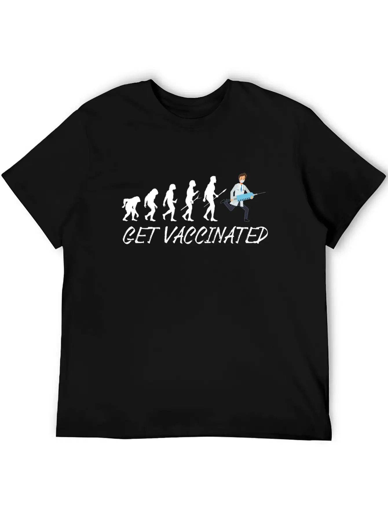 Vaccinated 2021 I Am Vaccinated Evolution Flu Essential Cotton Tee For Daily Outfits – Unisex Style