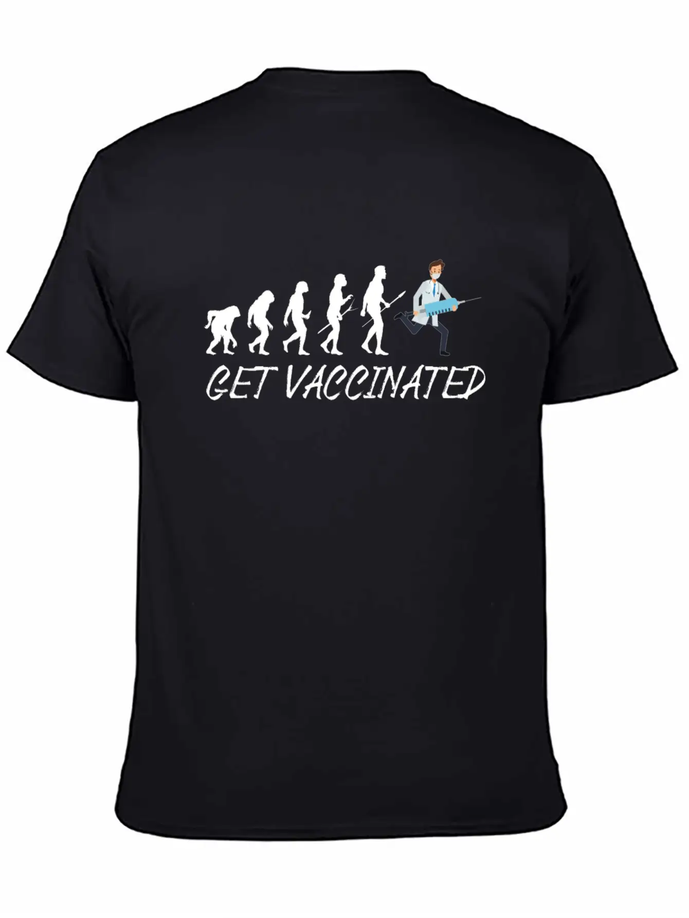 Vaccinated 2021 I Am Vaccinated Evolution Flu Essential Cotton Tee For Daily Outfits – Unisex Style