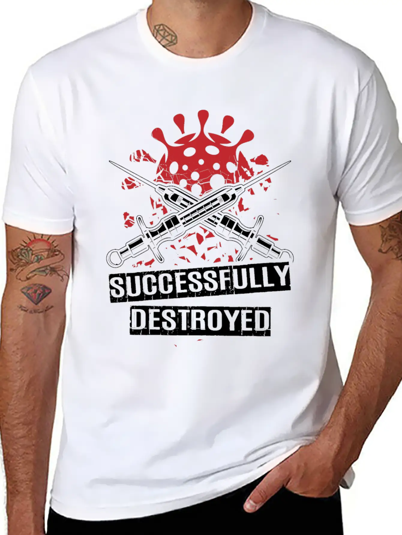 Vaccinated And Successfully Destroyed Unisex Casual T-Shirt – Clean Design For Daily Comfort