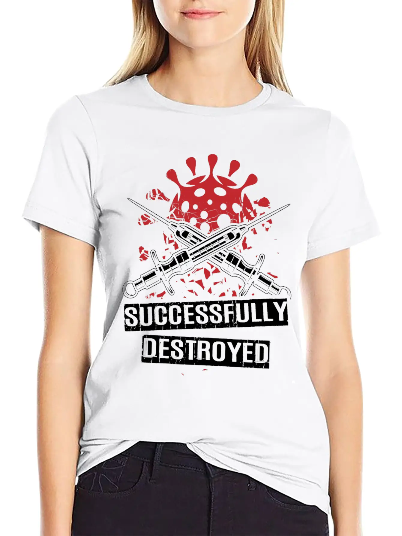 Vaccinated And Successfully Destroyed Unisex Casual T-Shirt – Clean Design For Daily Comfort