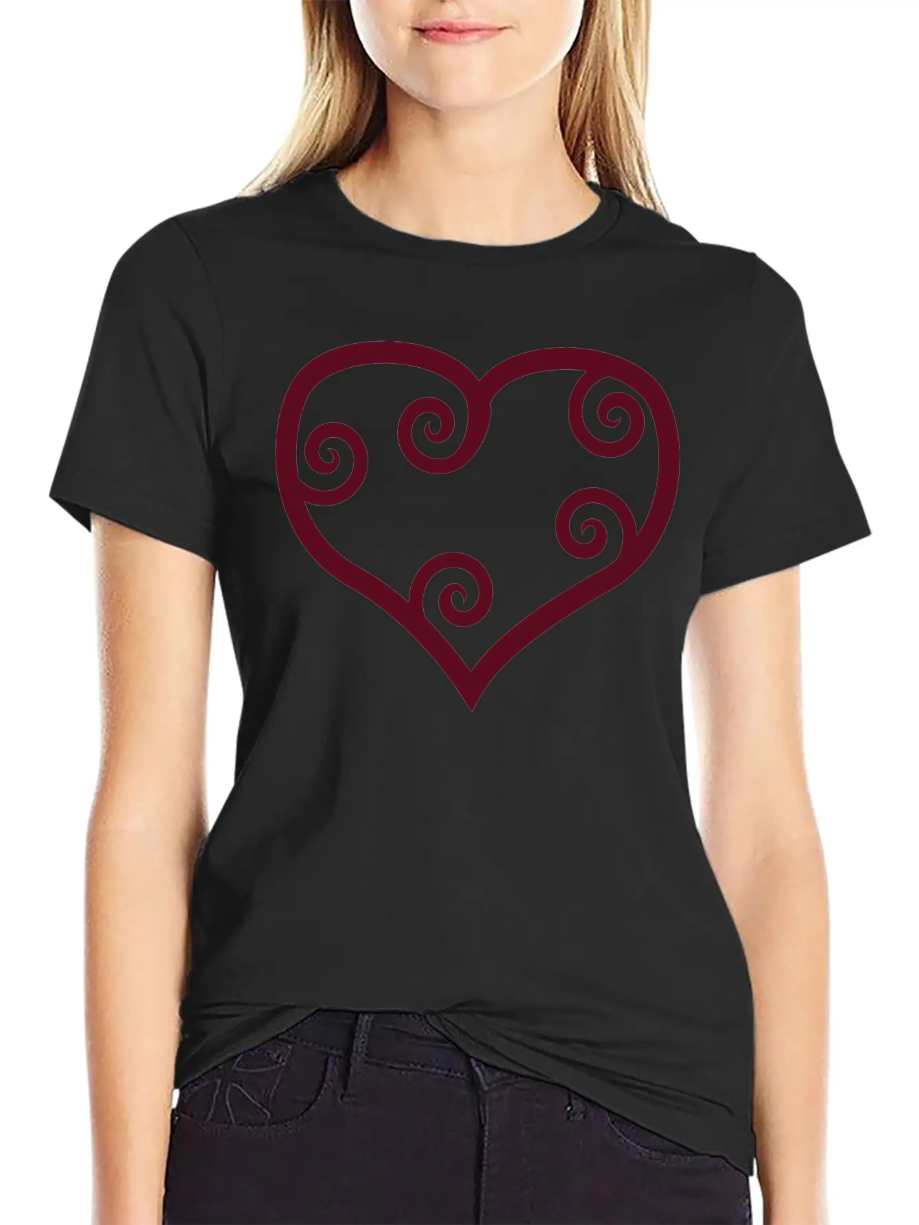 Valentine Red Maori Heart Unisex Casual T-Shirt – Clean Design For Daily Comfort
