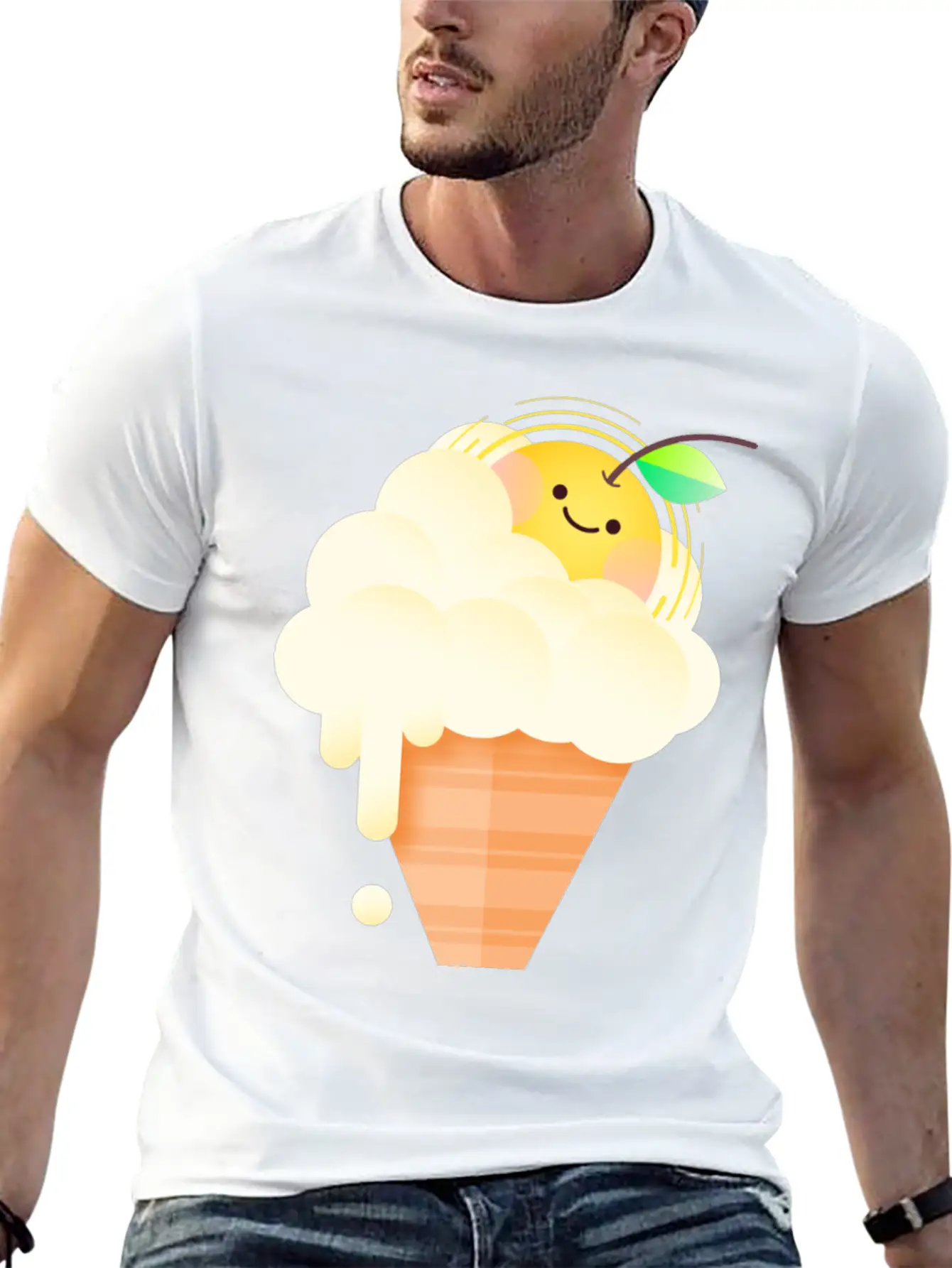 Vanilla Sunrise Ice Cream Unisex Casual T-Shirt – Clean Design For Daily Comfort