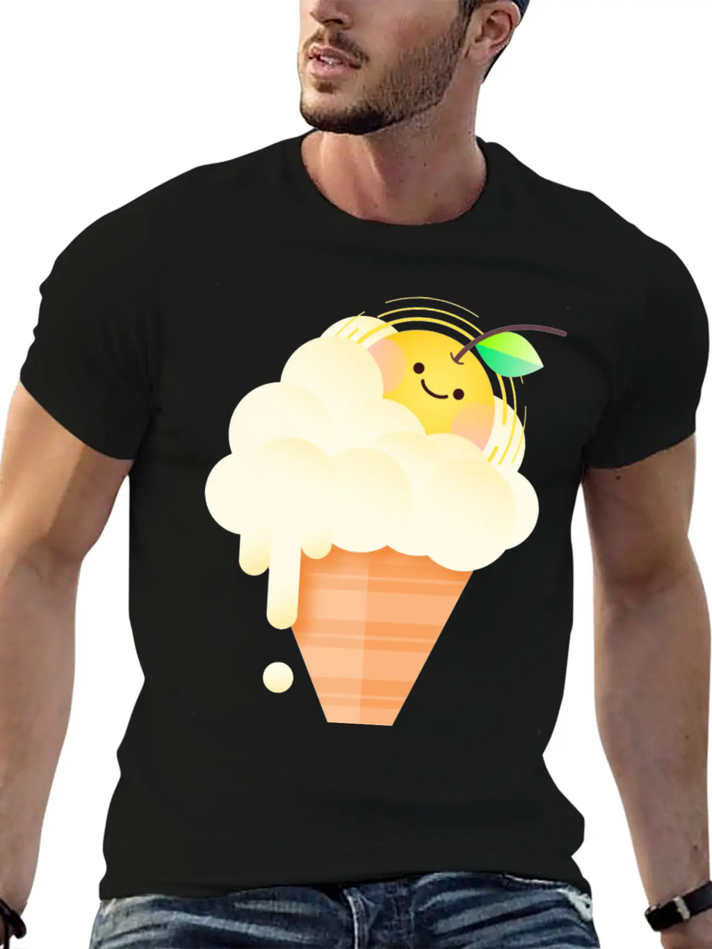 Vanilla Sunrise Ice Cream Unisex Casual T-Shirt – Clean Design For Daily Comfort