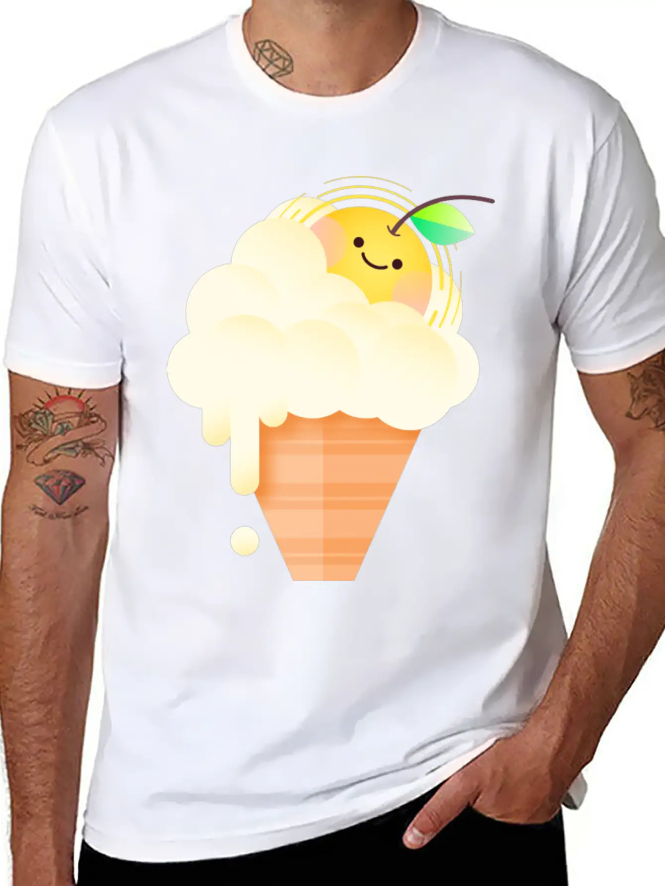 Vanilla Sunrise Ice Cream Unisex Casual T-Shirt – Clean Design For Daily Comfort