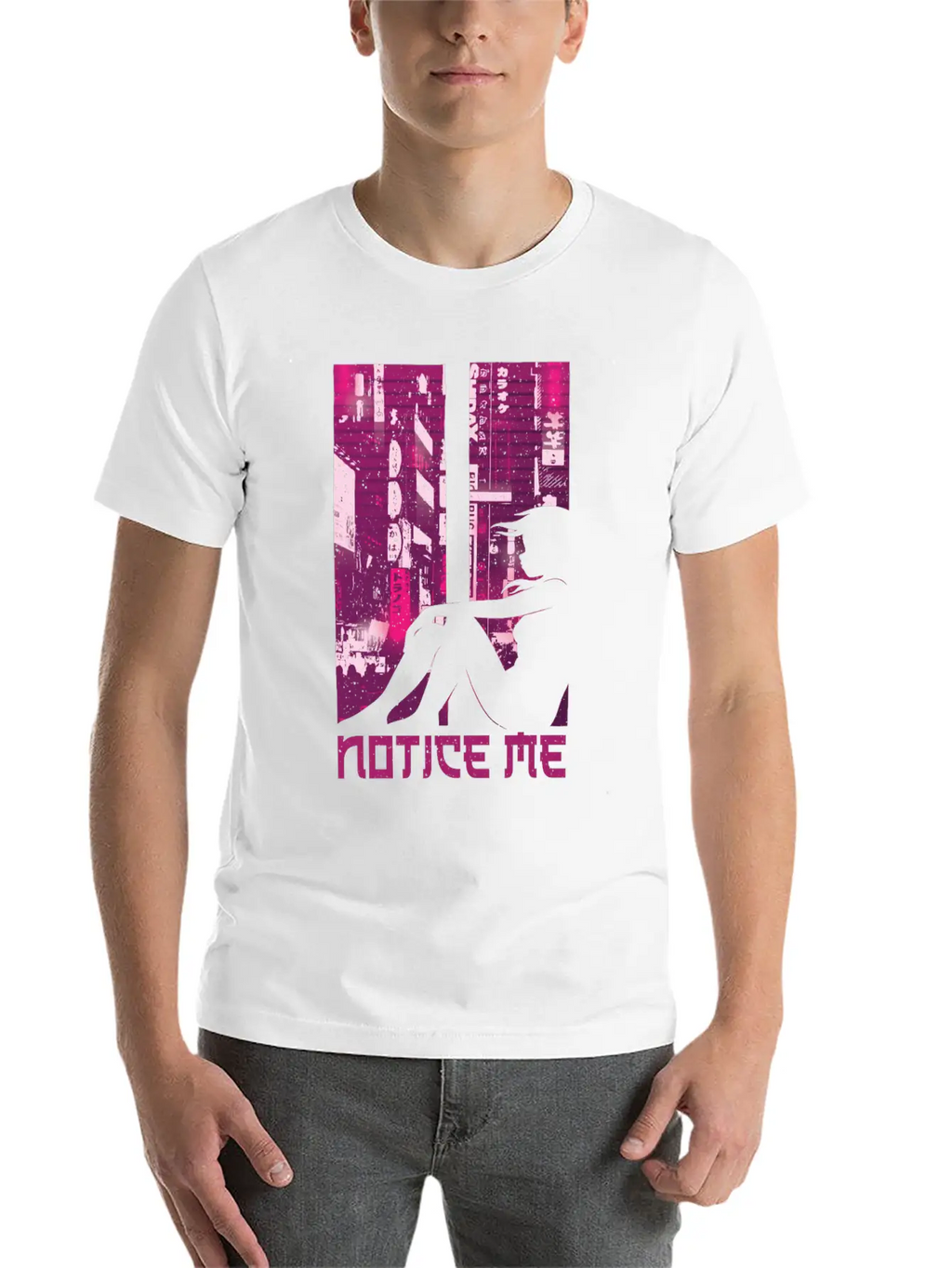 Vaporwave Aesthetic Notice Girl Japan Anime Otaku Unisex Casual T-Shirt – Clean Design For Daily Comfort
