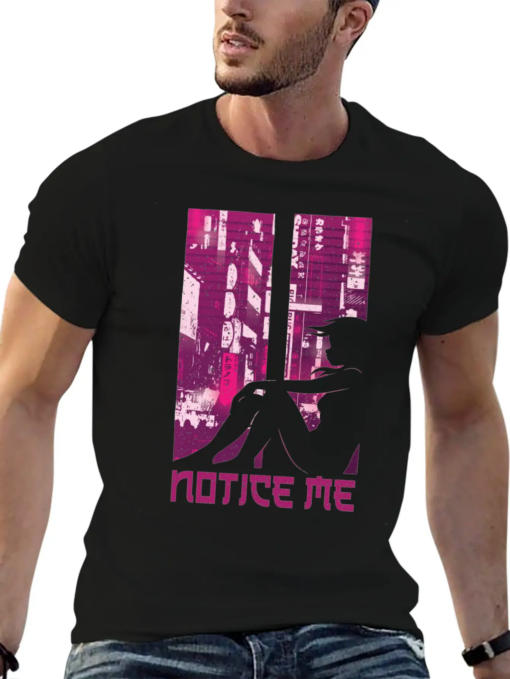 Vaporwave Aesthetic Notice Girl Japan Anime Otaku Unisex Casual T-Shirt – Clean Design For Daily Comfort