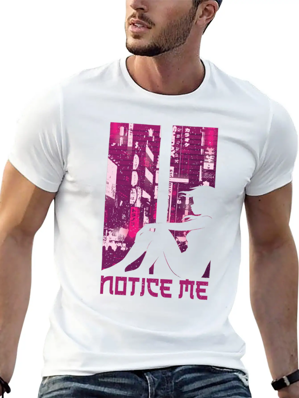 Vaporwave Aesthetic Notice Girl Japan Anime Otaku Unisex Casual T-Shirt – Clean Design For Daily Comfort