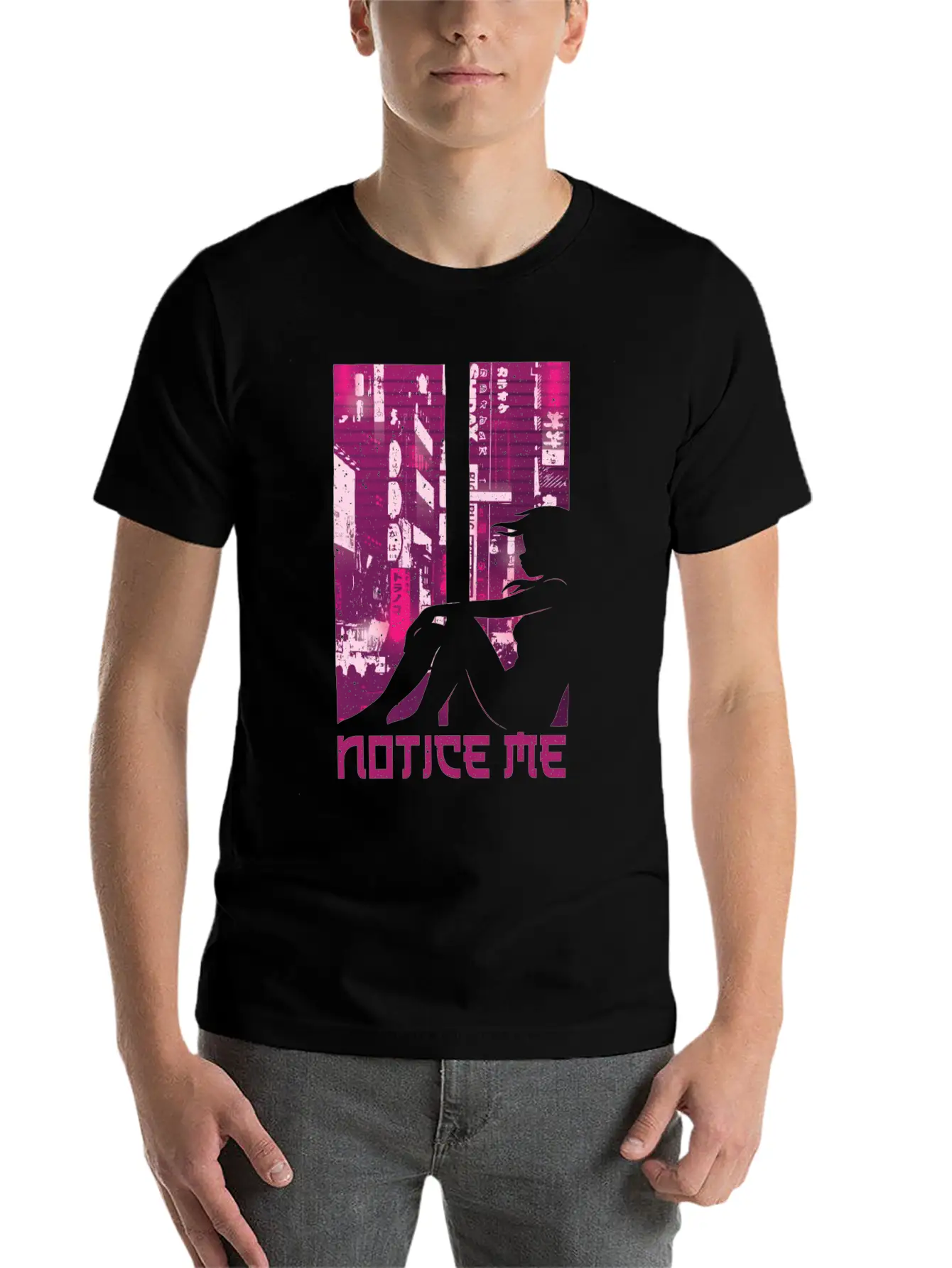 Vaporwave Aesthetic Notice Girl Japan Anime Otaku Unisex Casual T-Shirt – Clean Design For Daily Comfort