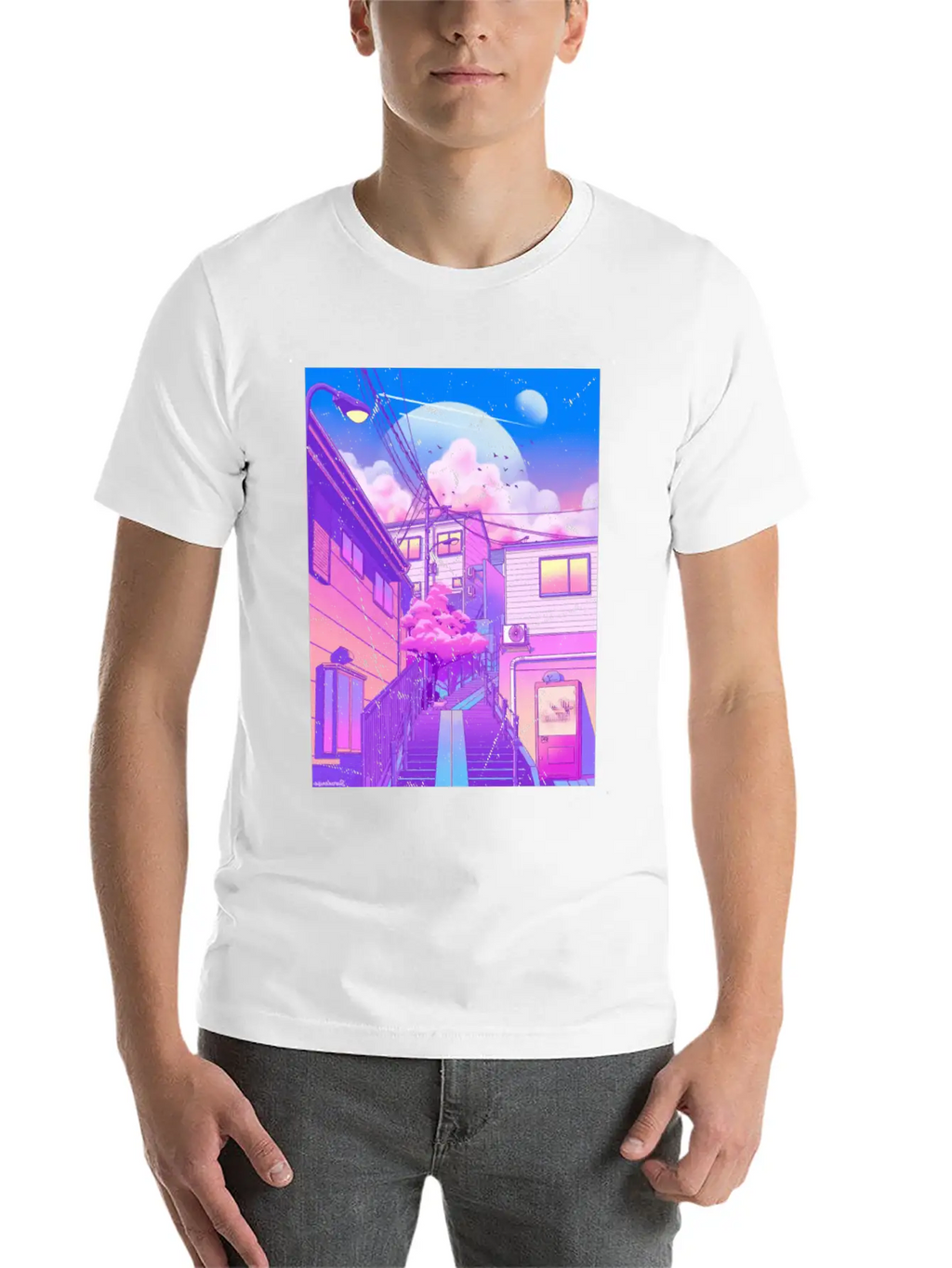 Vaporwave Aesthetic Unisex Short Sleeve Soft Cotton T-Shirt – Casual Everyday Wear