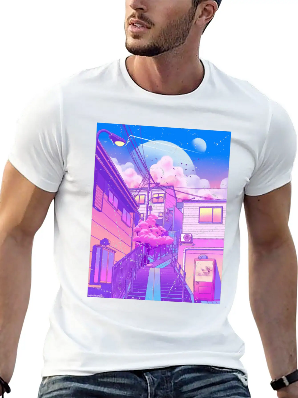 Vaporwave Aesthetic Unisex Short Sleeve Soft Cotton T-Shirt – Casual Everyday Wear
