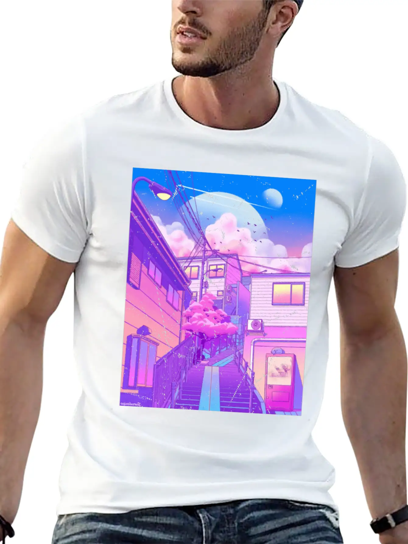 Vaporwave Aesthetic Unisex Short Sleeve Soft Cotton T-Shirt – Casual Everyday Wear