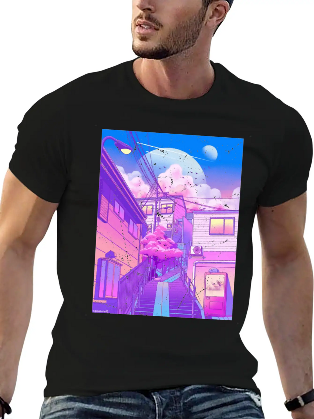 Vaporwave Aesthetic Unisex Short Sleeve Soft Cotton T-Shirt – Casual Everyday Wear