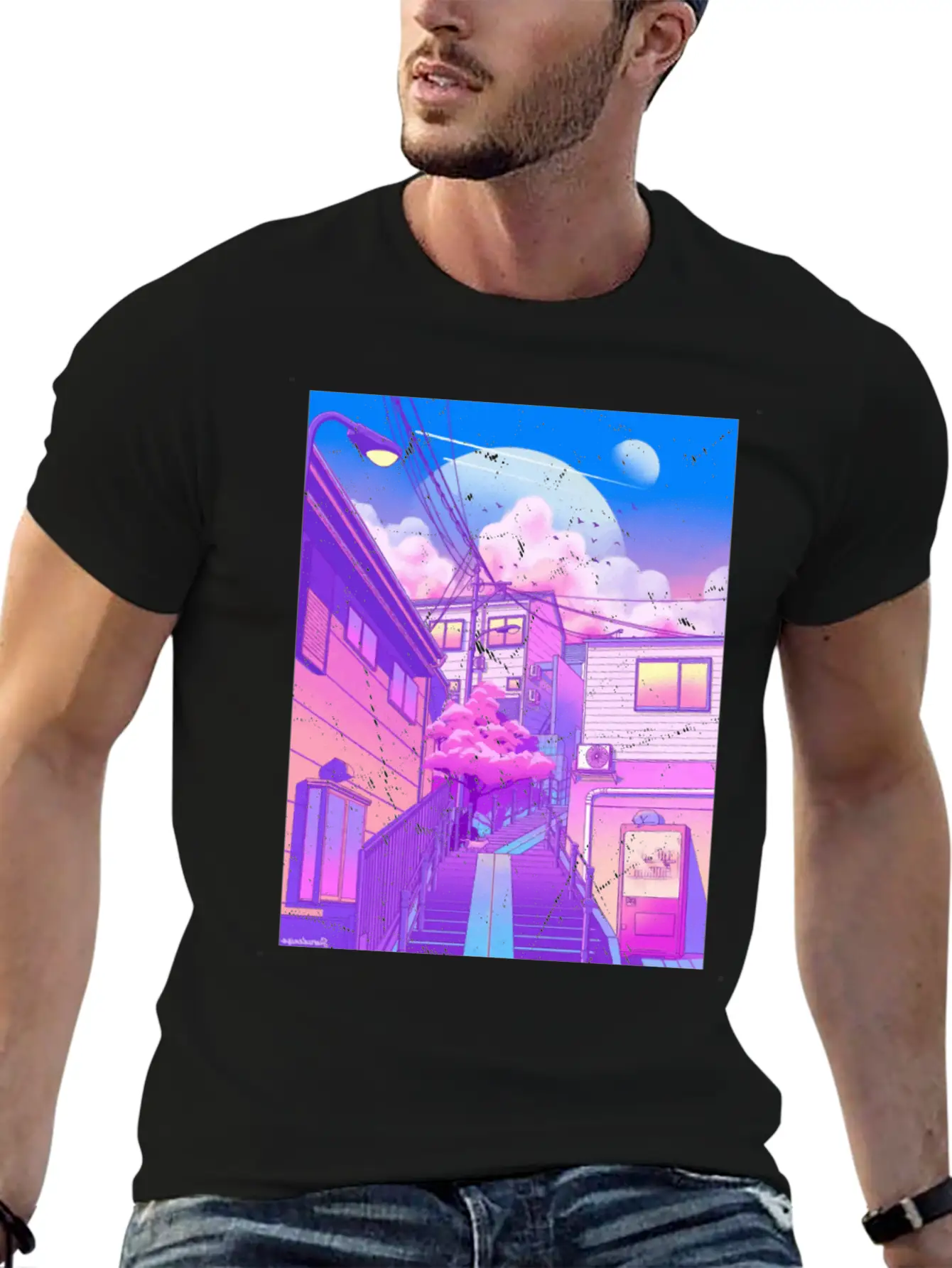Vaporwave Aesthetic Unisex Short Sleeve Soft Cotton T-Shirt – Casual Everyday Wear