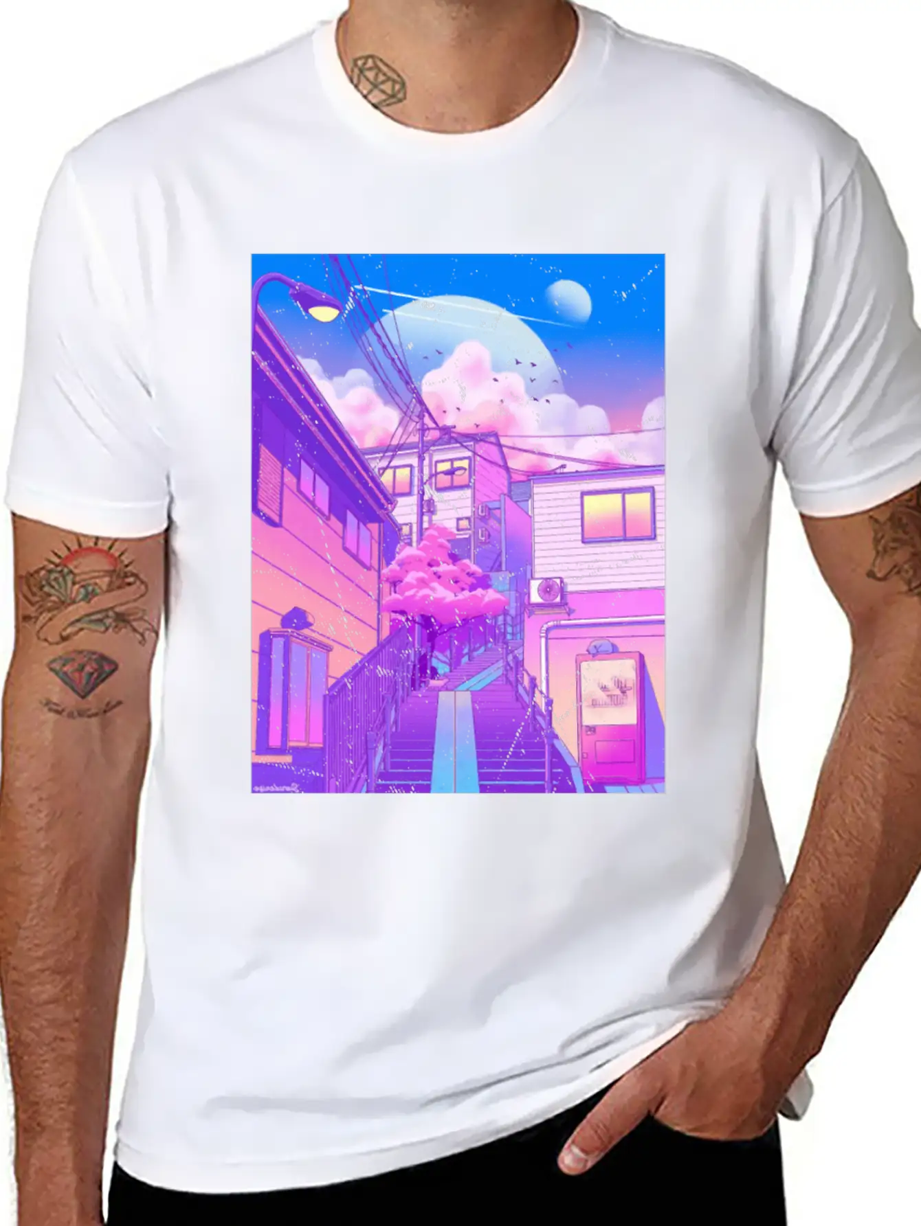 Vaporwave Aesthetic Unisex Short Sleeve Soft Cotton T-Shirt – Casual Everyday Wear