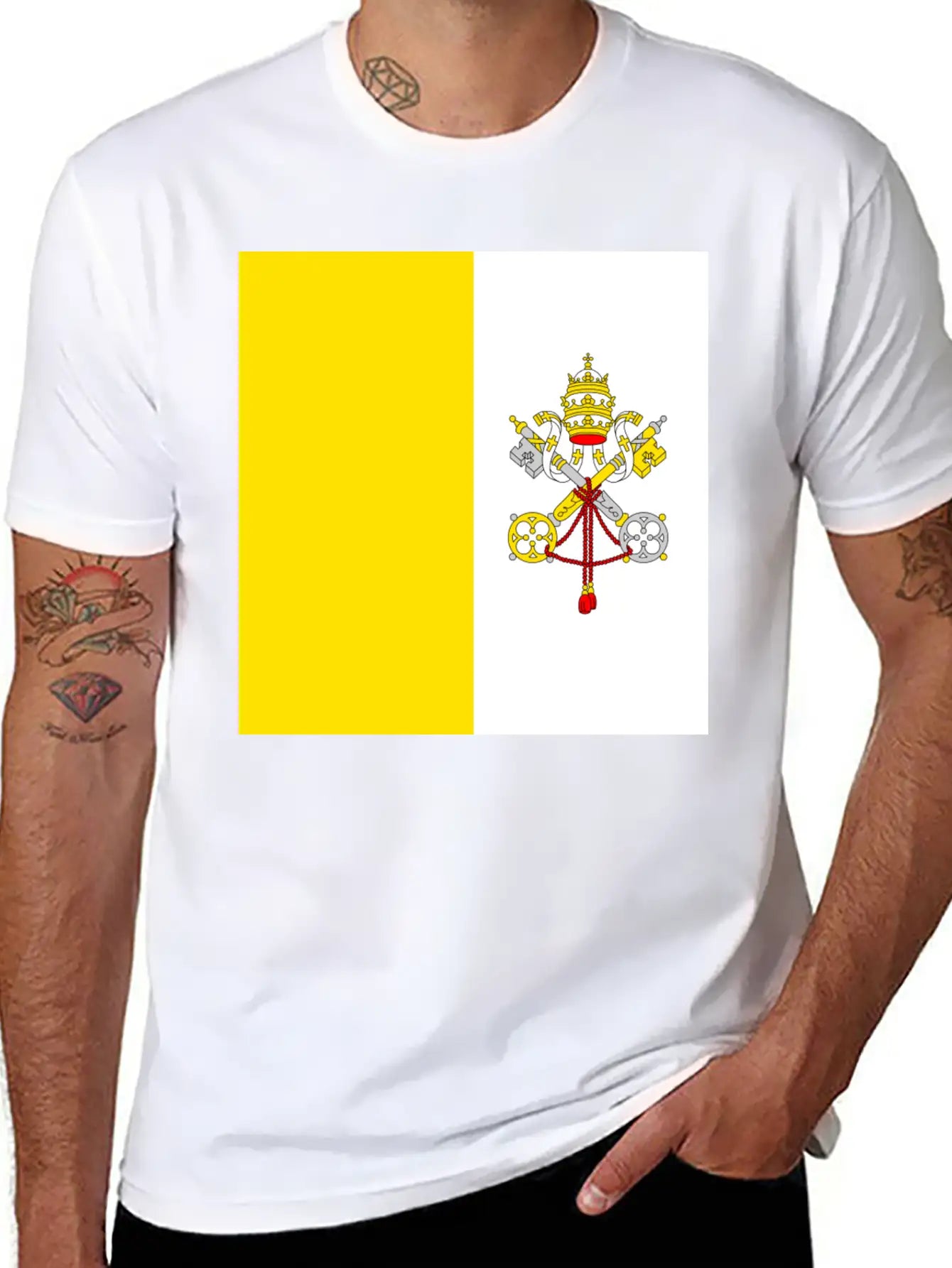 Vatican Flag Unisex Short Sleeve Soft Cotton T-Shirt – Casual Everyday Wear