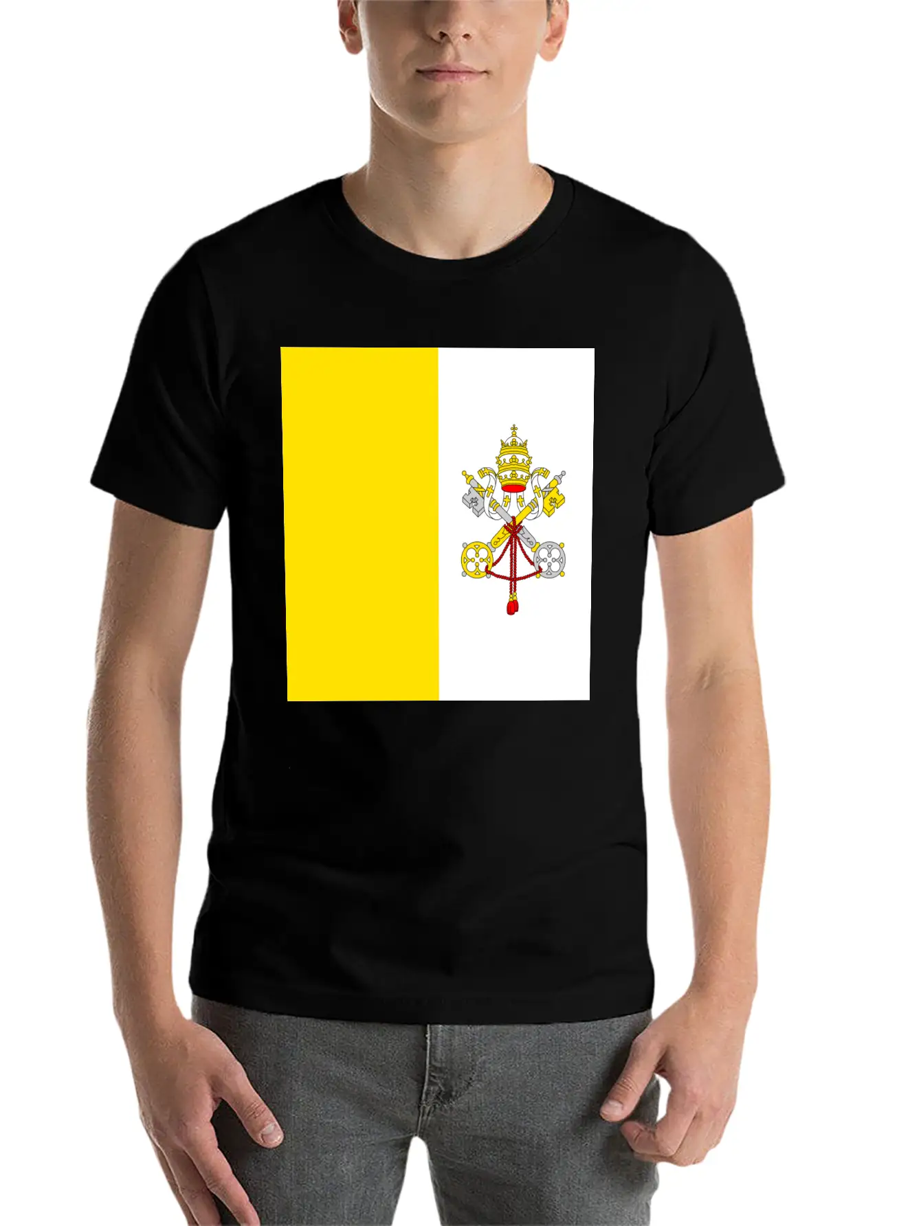 Vatican Flag Unisex Short Sleeve Soft Cotton T-Shirt – Casual Everyday Wear