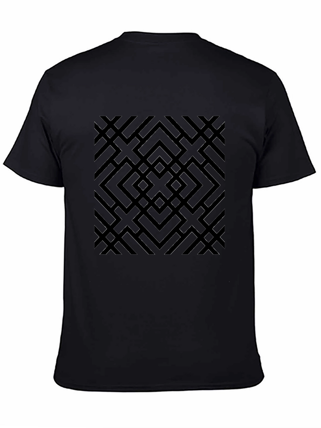 Abstract Geometric Patterned Black T-Shirt