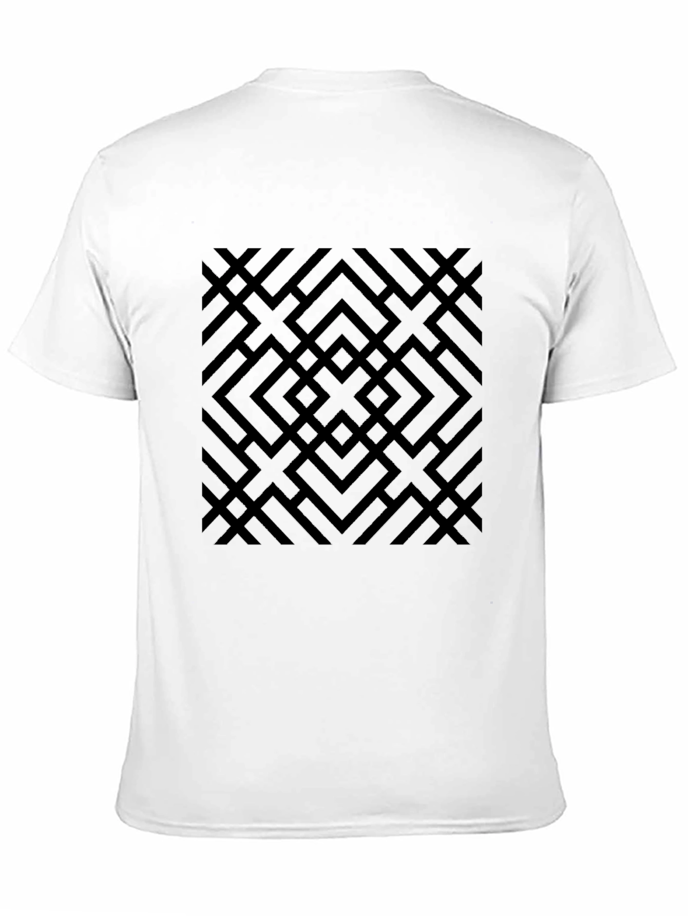 Abstract Geometric Patterned Black T-Shirt