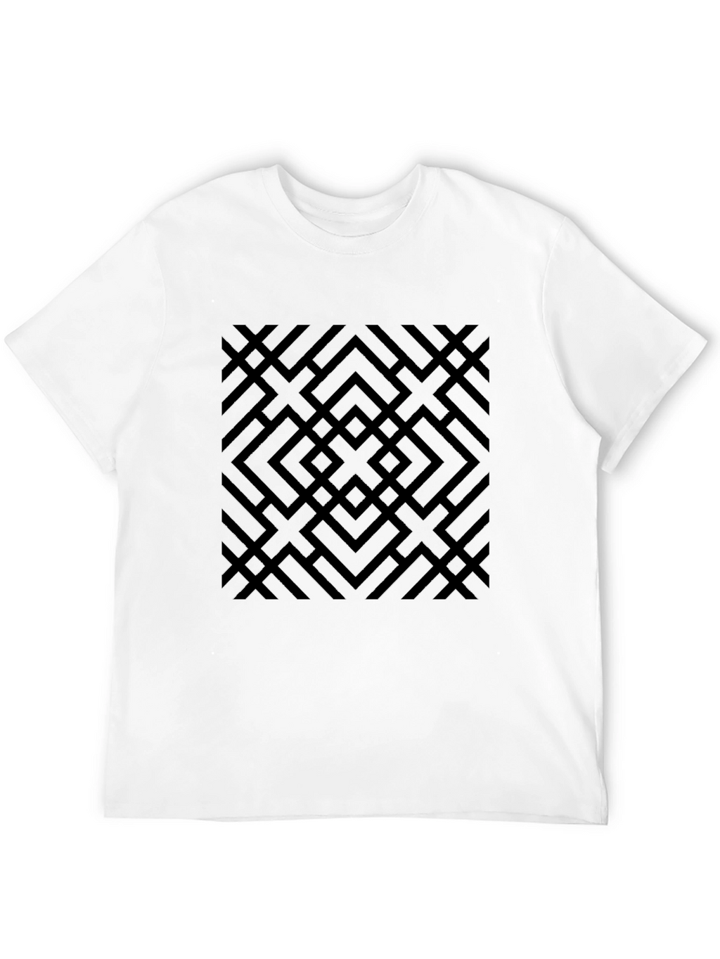 Abstract Geometric Patterned Black T-Shirt