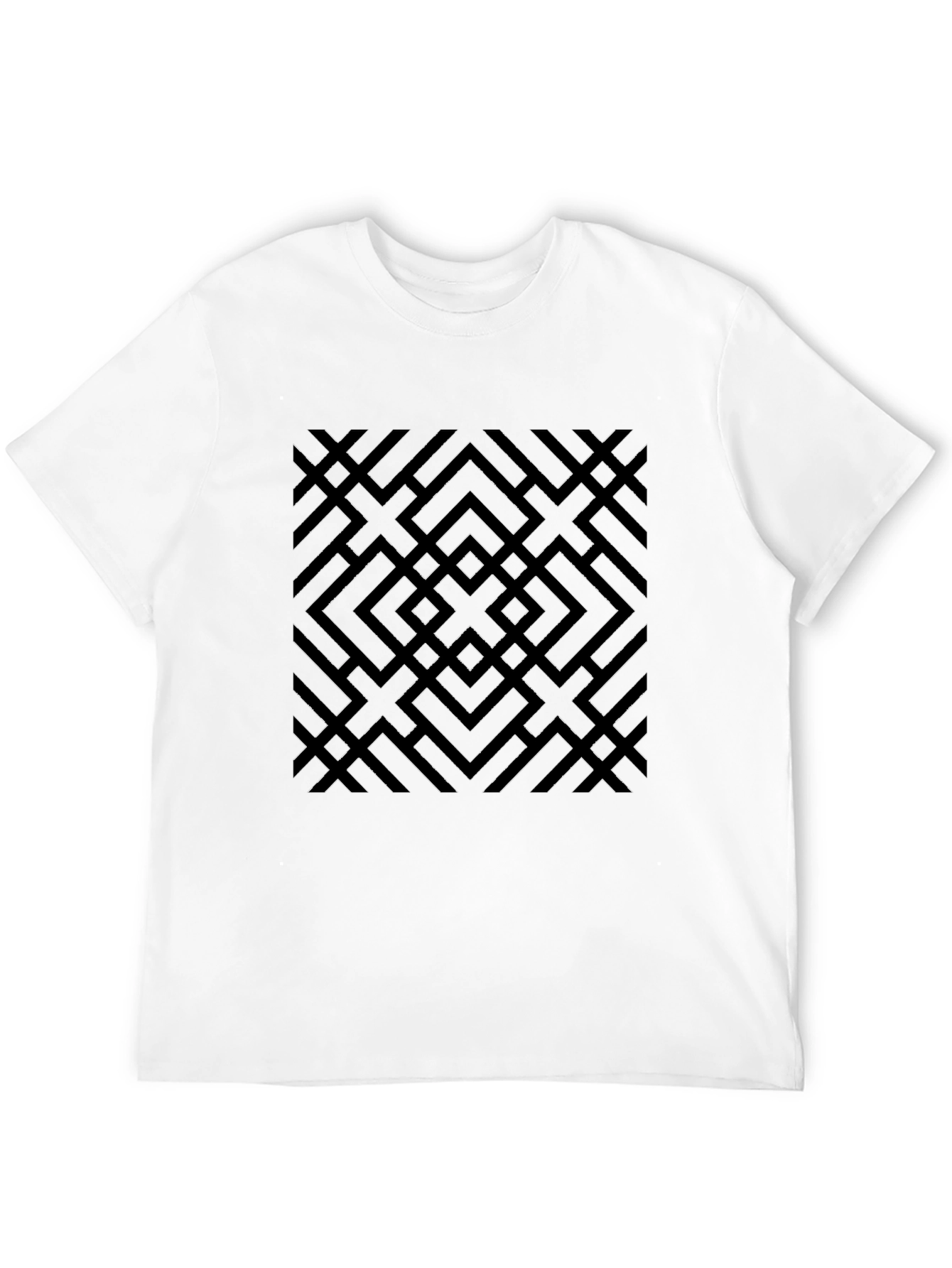 Abstract Geometric Patterned Black T-Shirt